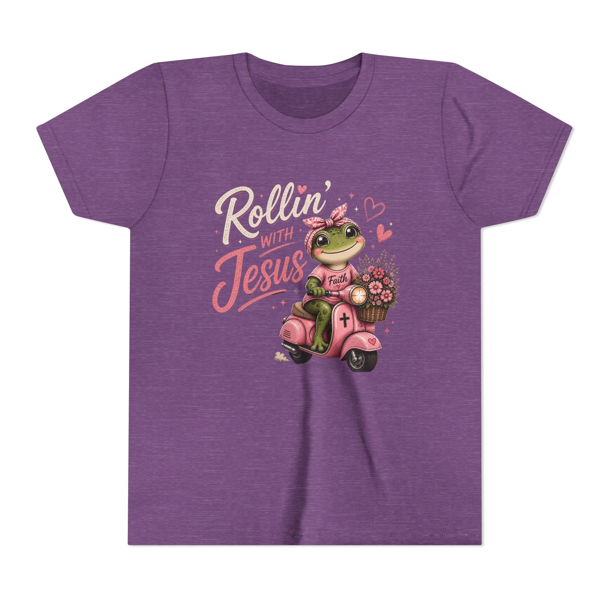 Rollin with Jesus Frog Shirt for Girls | Christian Youth Tee | Cute Farm Animal Shirt