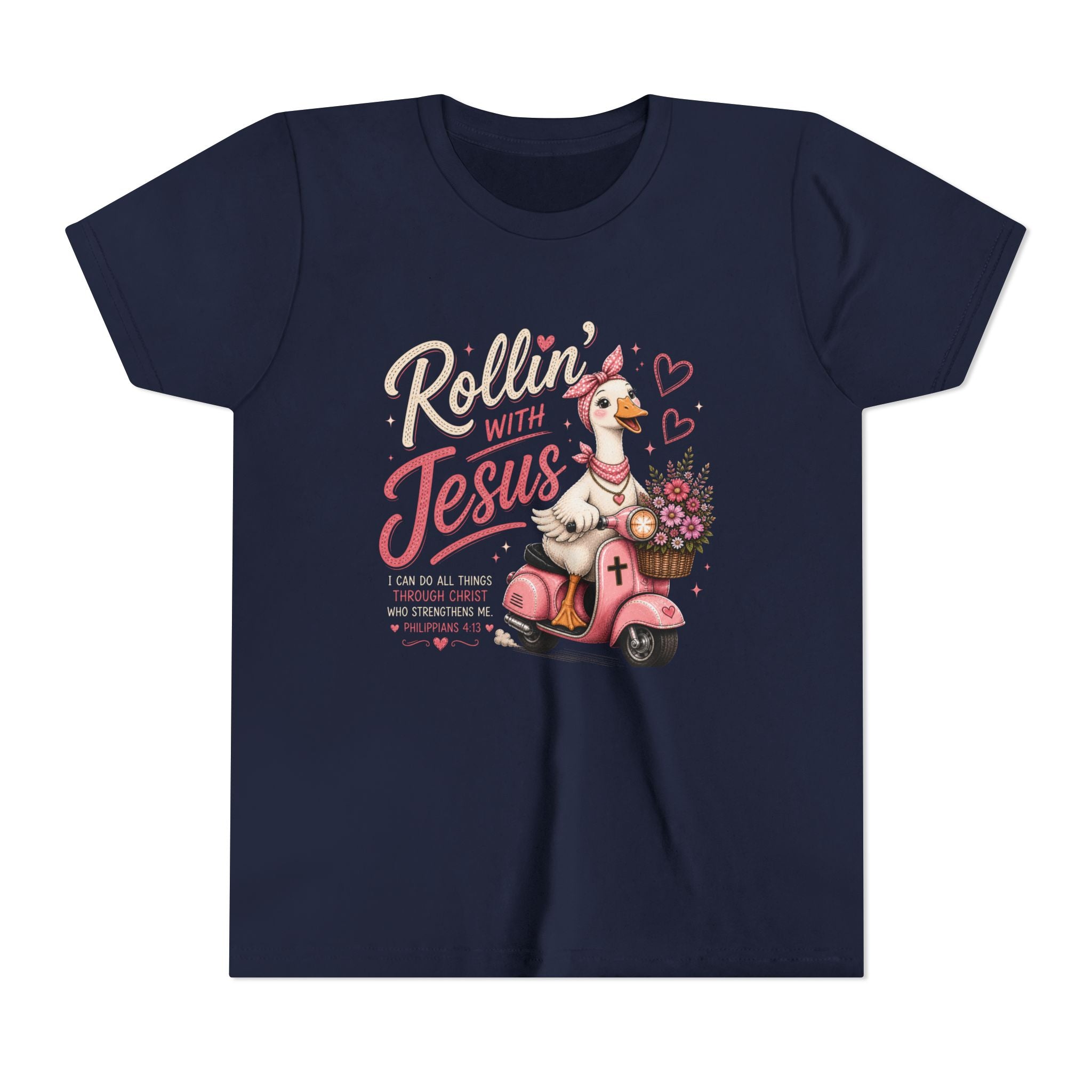 Rollin' with Jesus Goose Shirt | Christian Girl Youth Tee | Cute Bible Verse Shirt