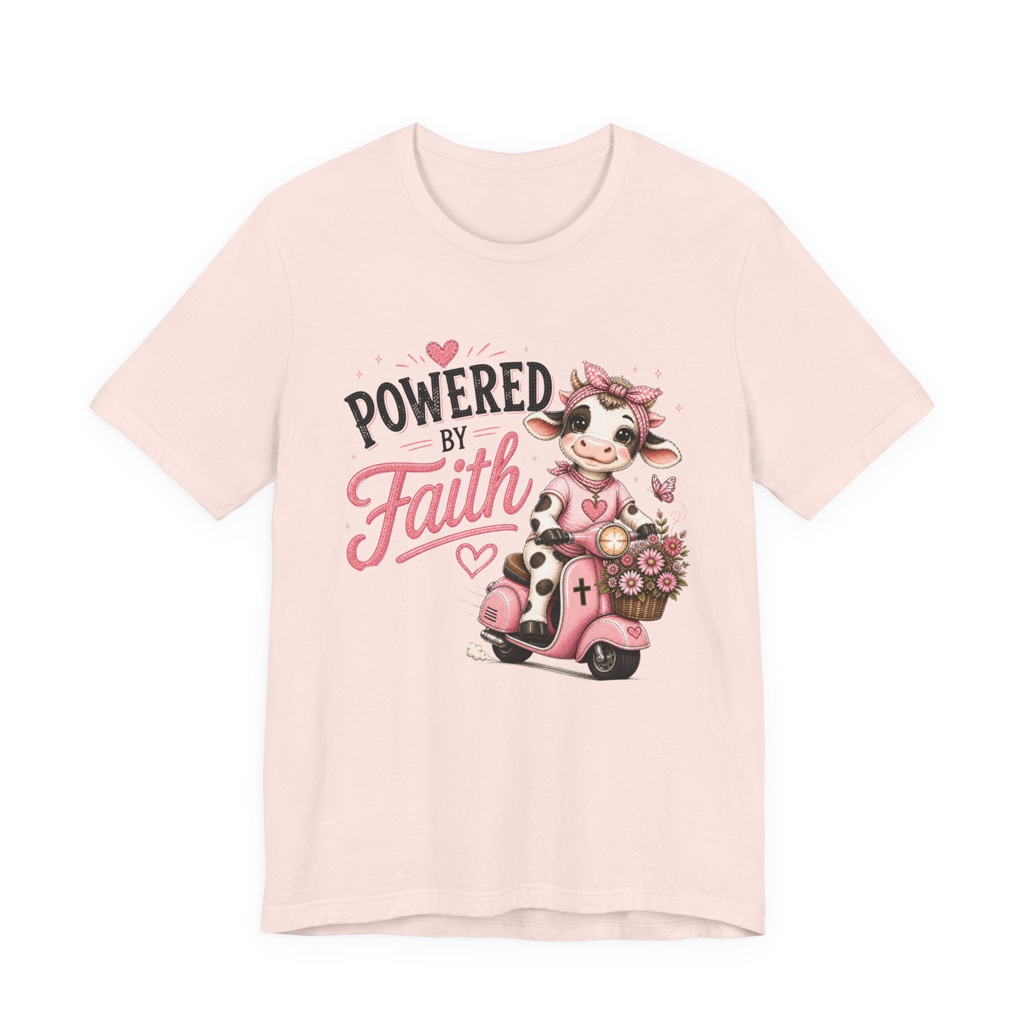 Powered by Faith Cow Shirt for Women | Cute Christian Boutique Tee