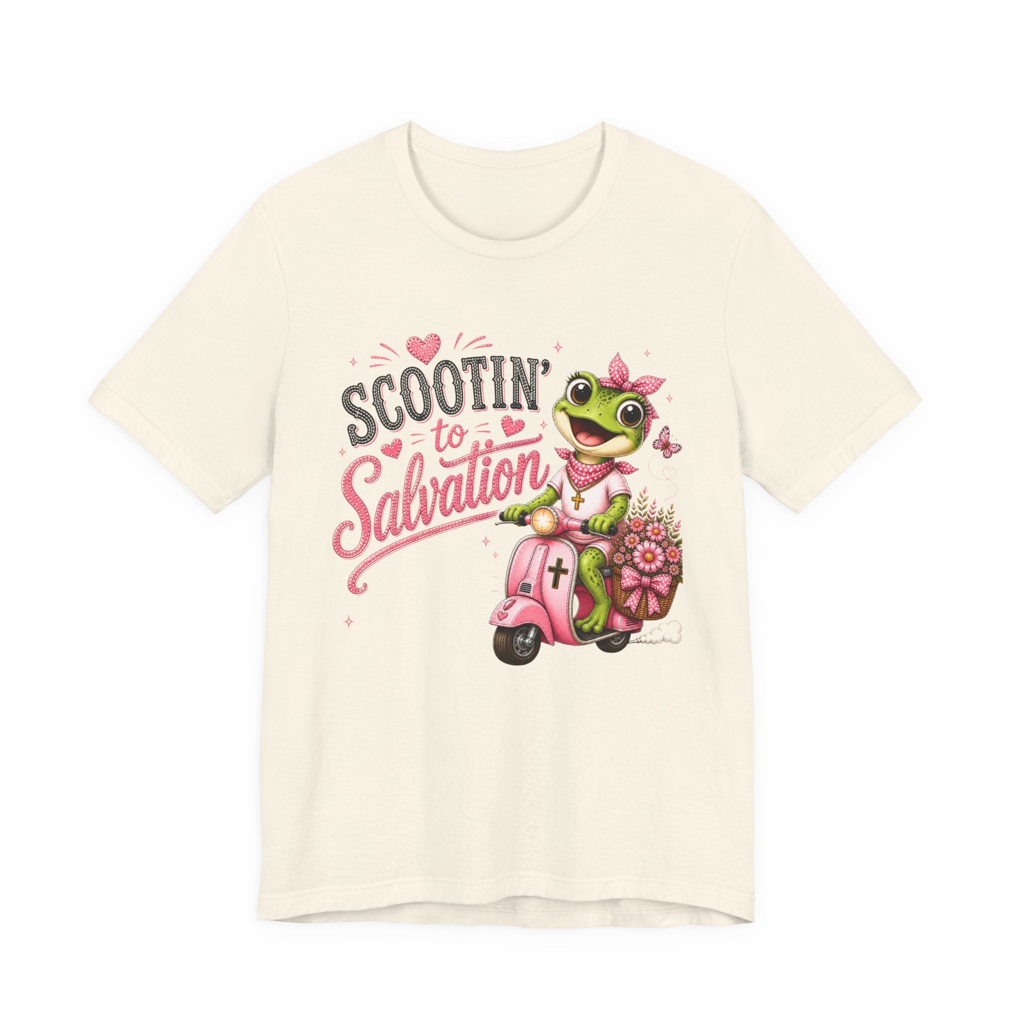 Scootin' to Salvation Frog Shirt for Women | Cute Christian Boutique Tee