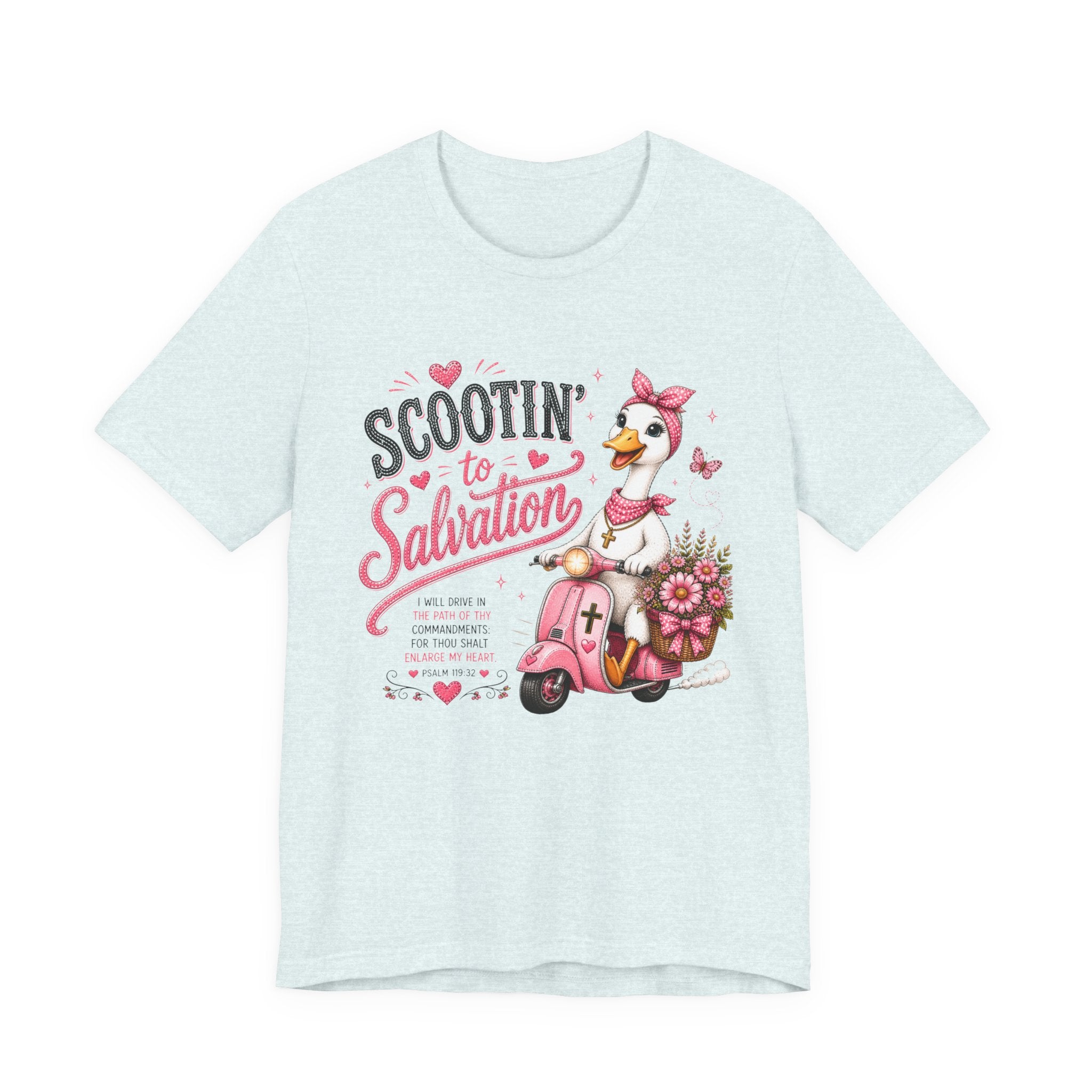 Scootin' to Salvation Goose Shirt for Women | Cute Christian Bible Verse Tee