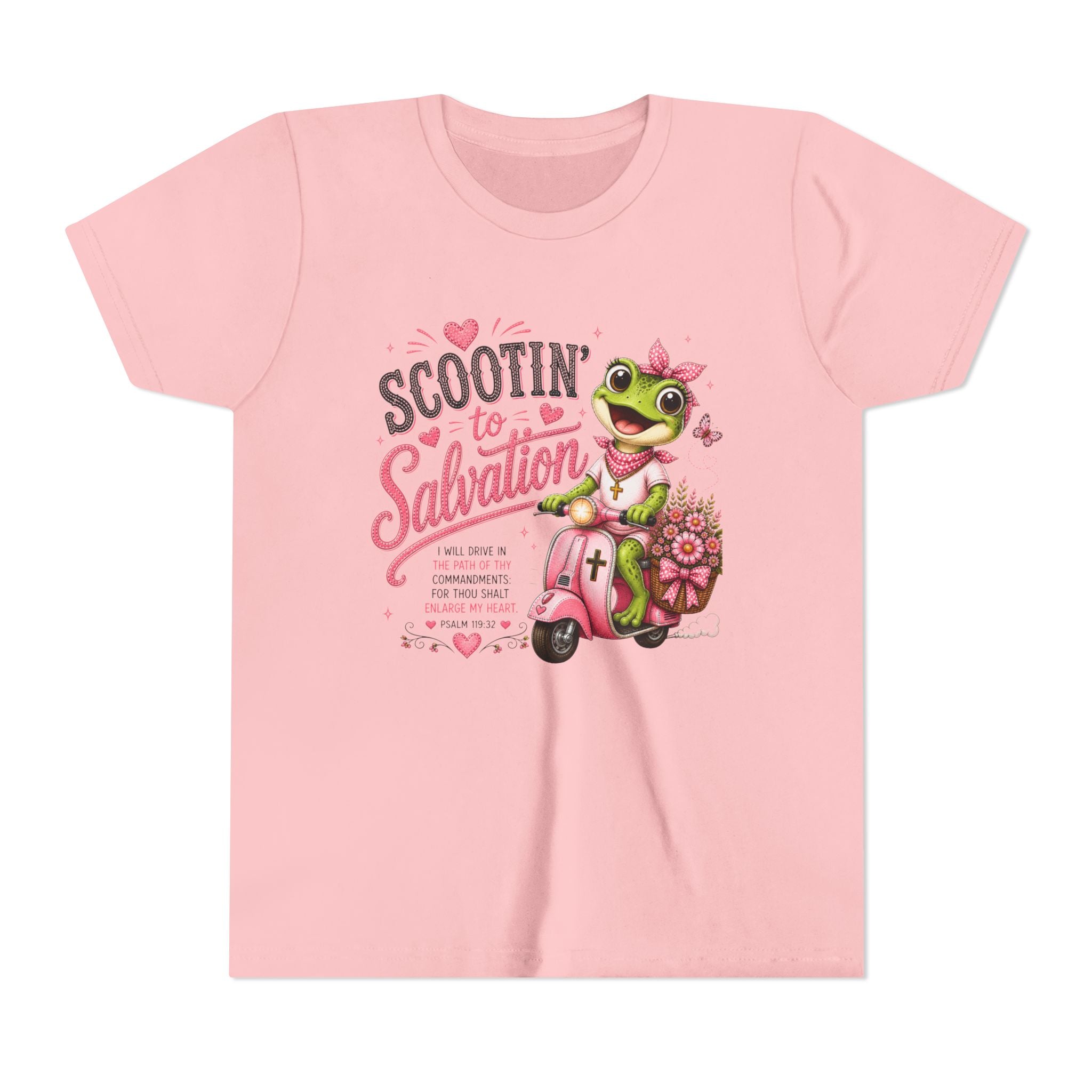 Scootin’ to Salvation Frog Shirt | Christian Girl Youth Tee | Cute Bible Verse Shirt
