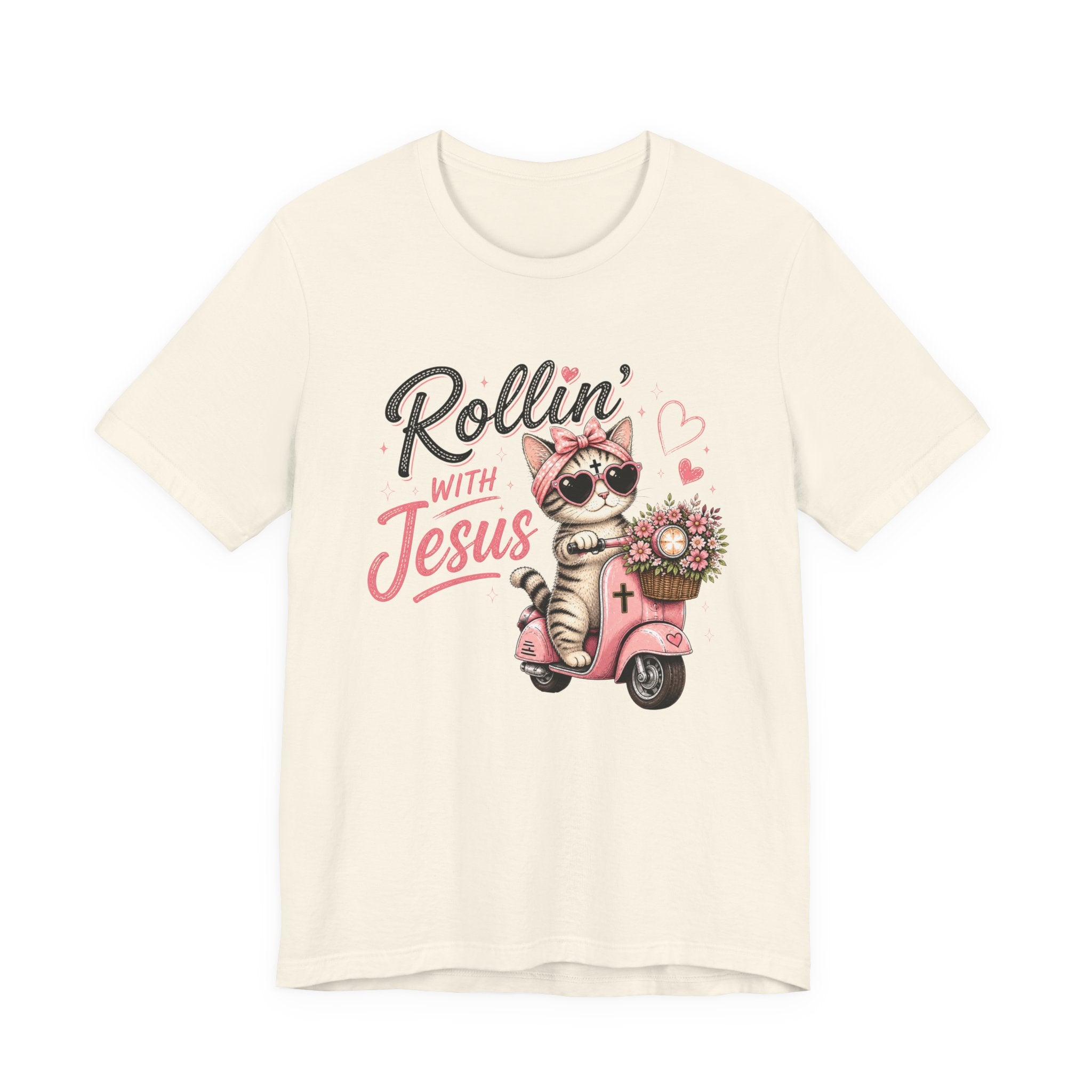 Rollin' with Jesus Cat Shirt for Women | Cute Christian Boutique Tee