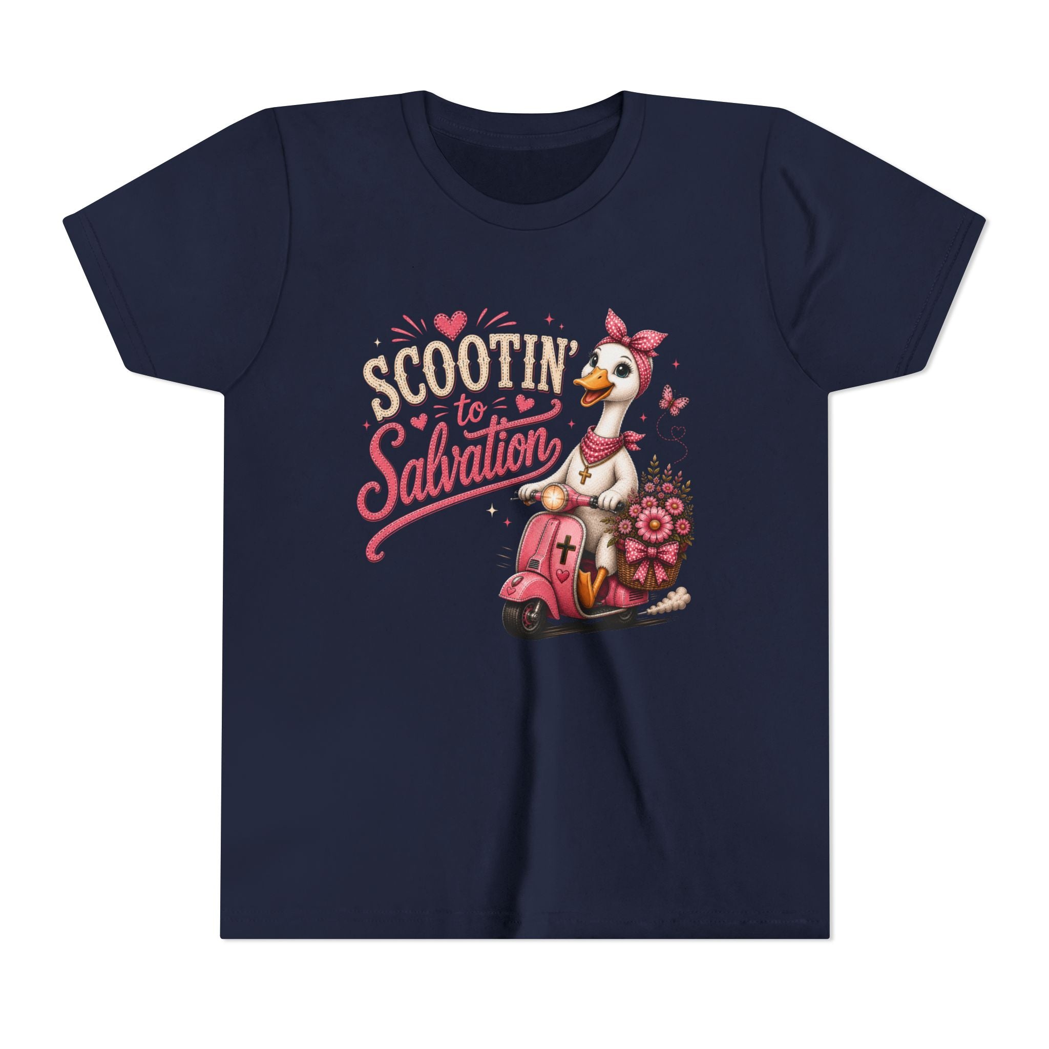 Scootin' to Salvation Goose Shirt for Girls | Christian Youth Tee | Cute Farm Animal Shirt