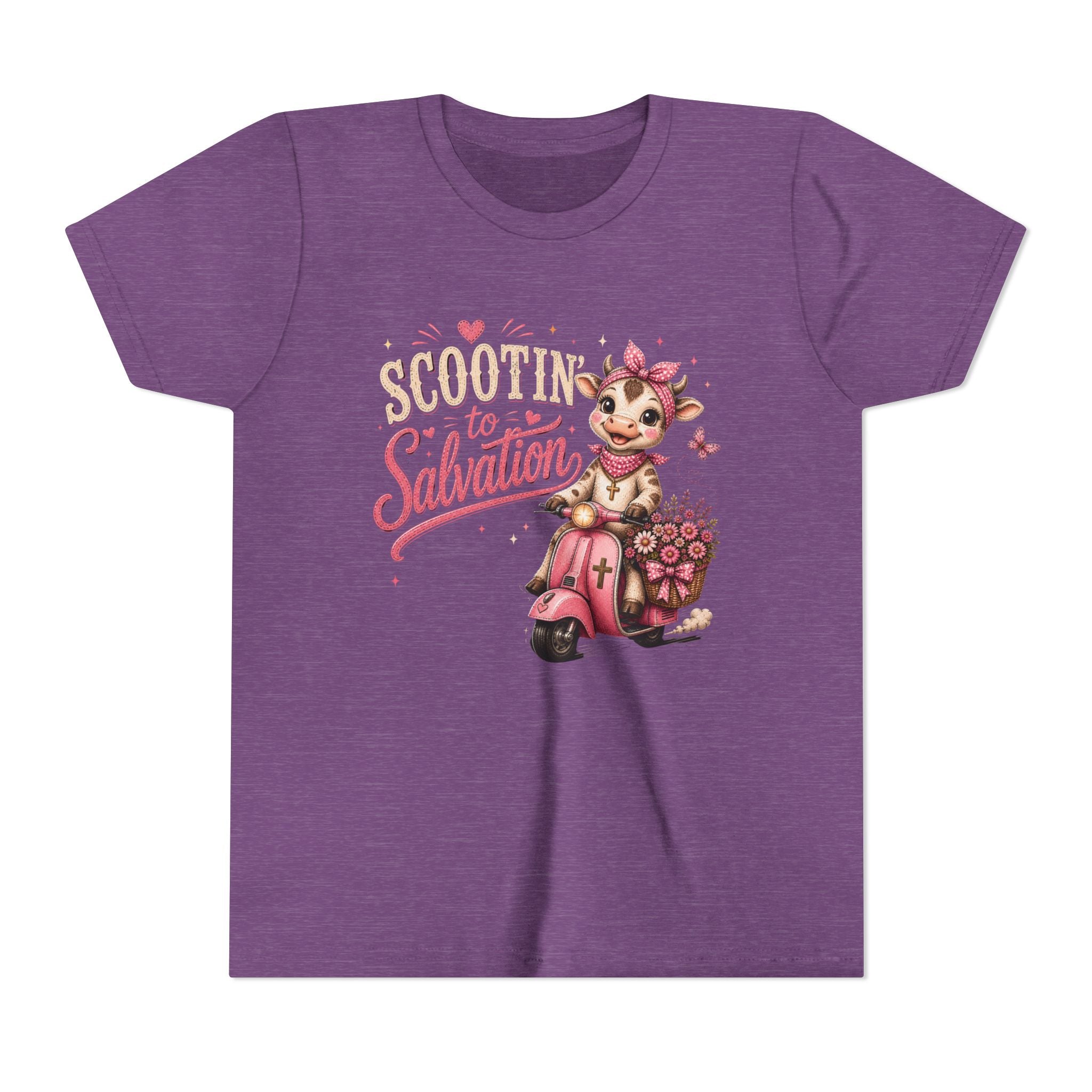 Scootin' to Salvation Cow Shirt for Girls | Christian Youth Tee | Cute Farm Animal Shirt