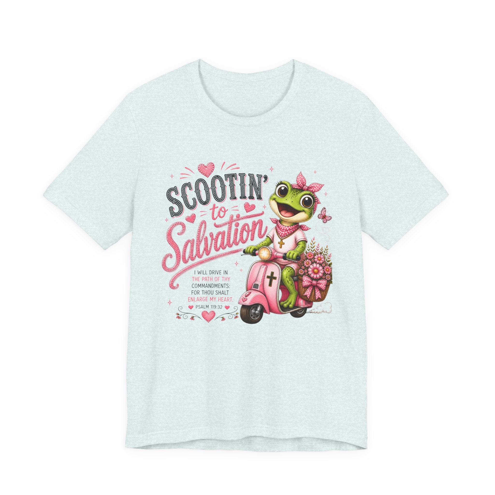 Scootin' to Salvation Frog Shirt for Women | Cute Christian Bible Verse Tee