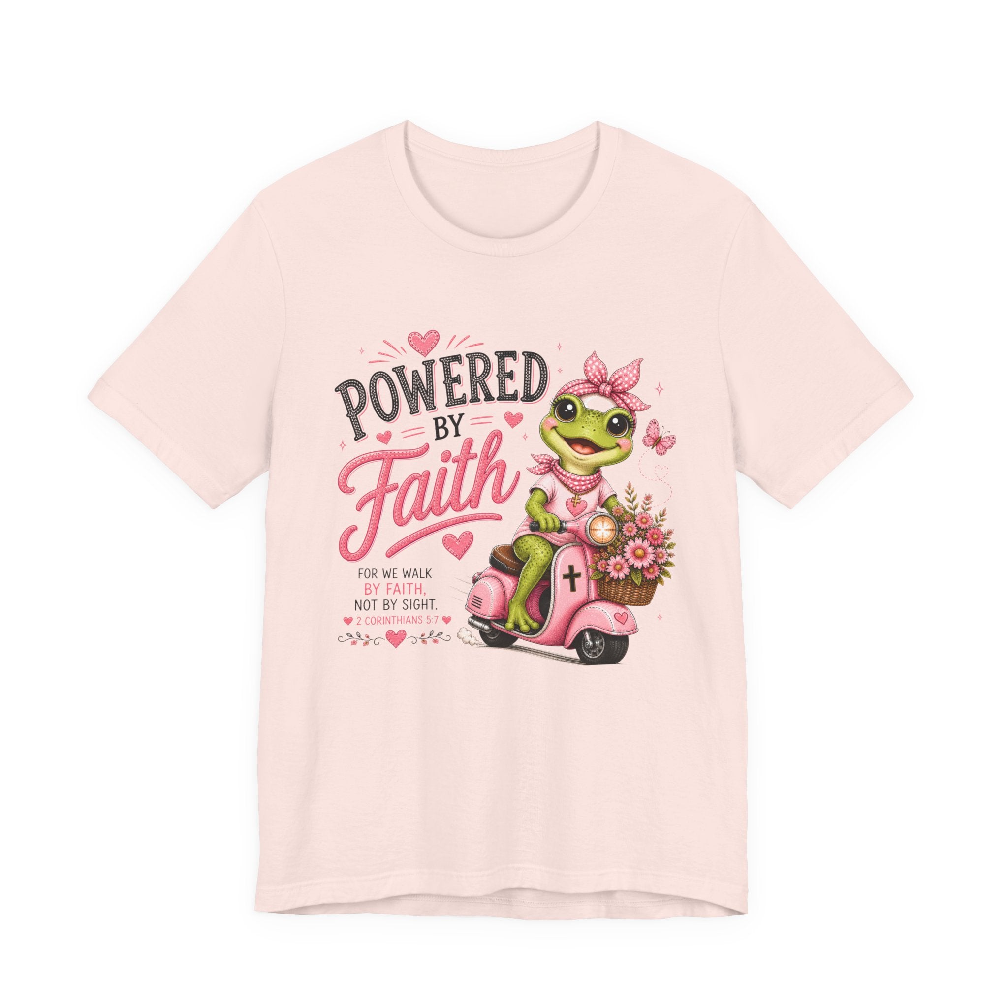 Powered by Faith Frog Shirt for Women | Cute Christian Bible Verse Tee