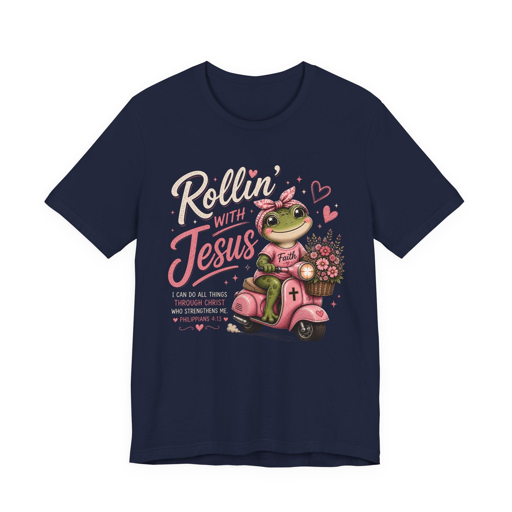 Rollin' with Jesus Frog Shirt | Christian woman's Tee | Cute Bible Verse Shirt