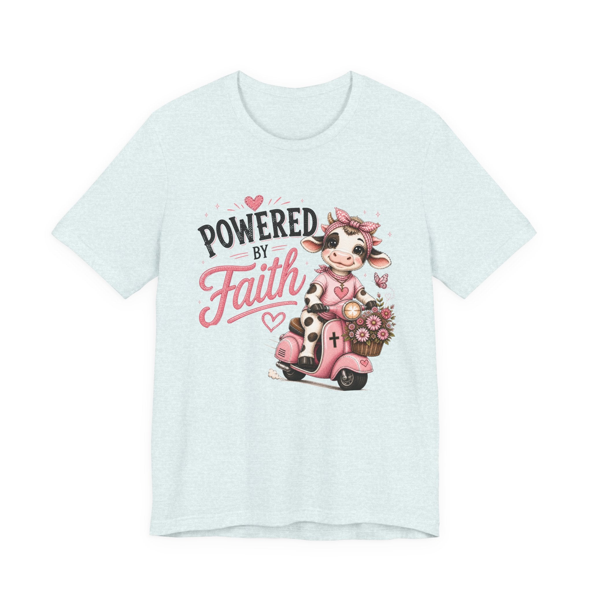 Powered by Faith Cow Shirt for Women | Cute Christian Boutique Tee