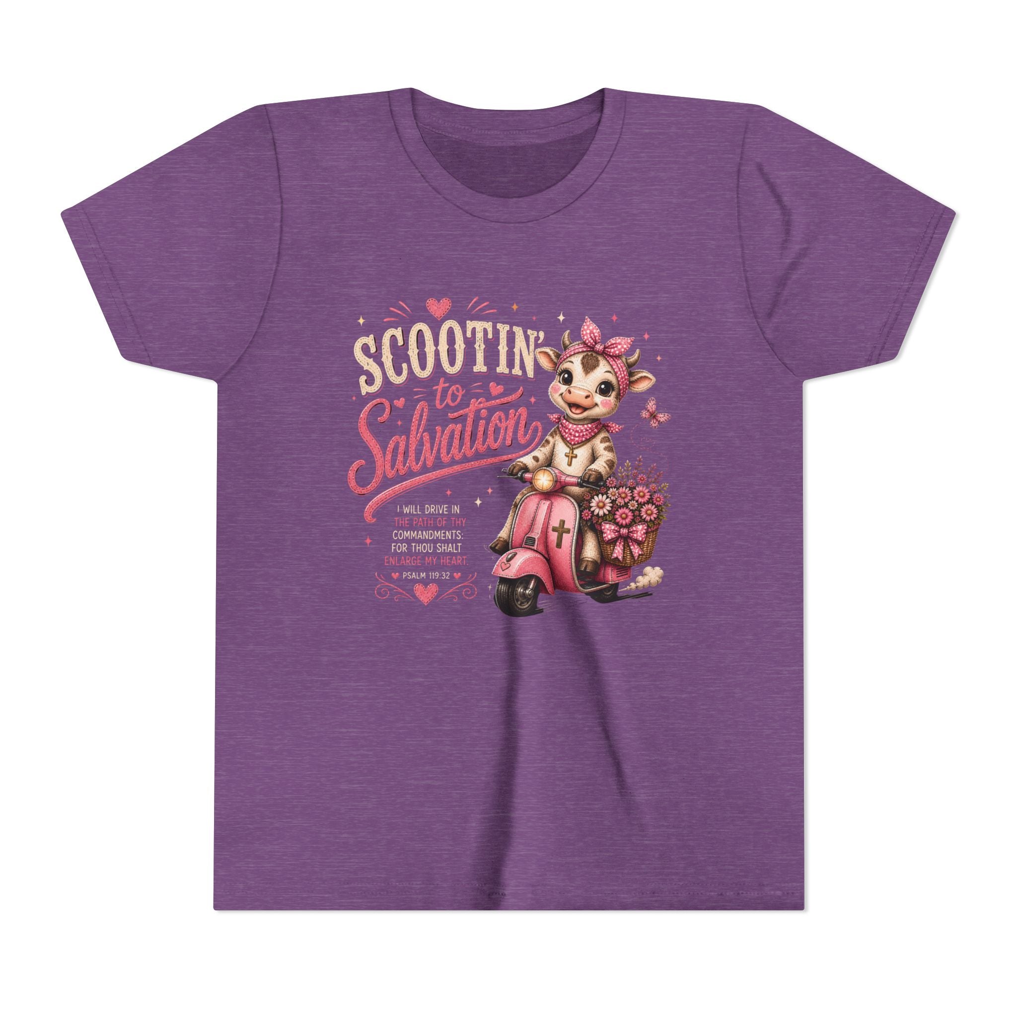 Scootin’ to Salvation Cow Shirt | Christian Girl Youth Tee | Cute Bible Verse Shirt