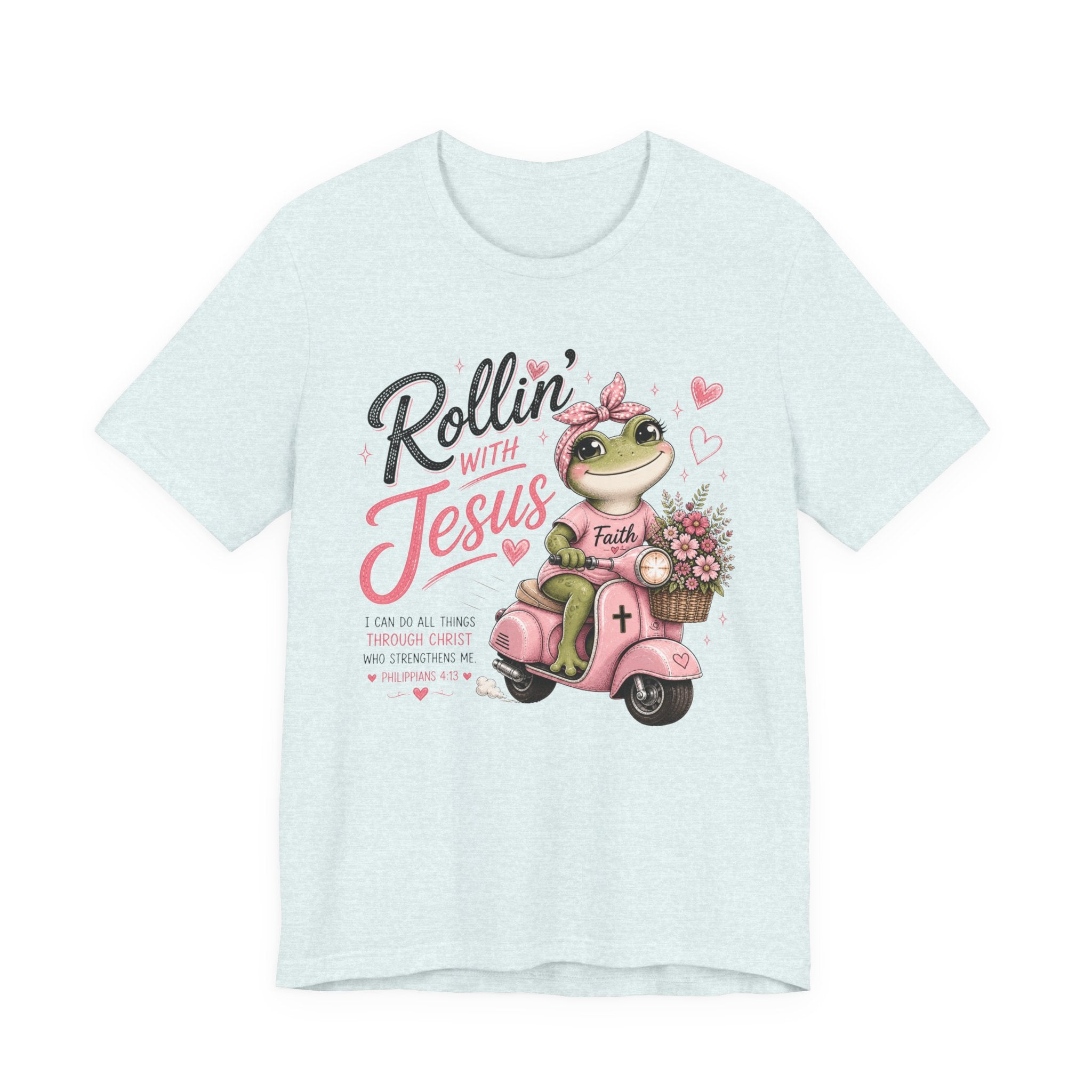 Rollin' with Jesus Frog Shirt | Christian woman's Tee | Cute Bible Verse Shirt