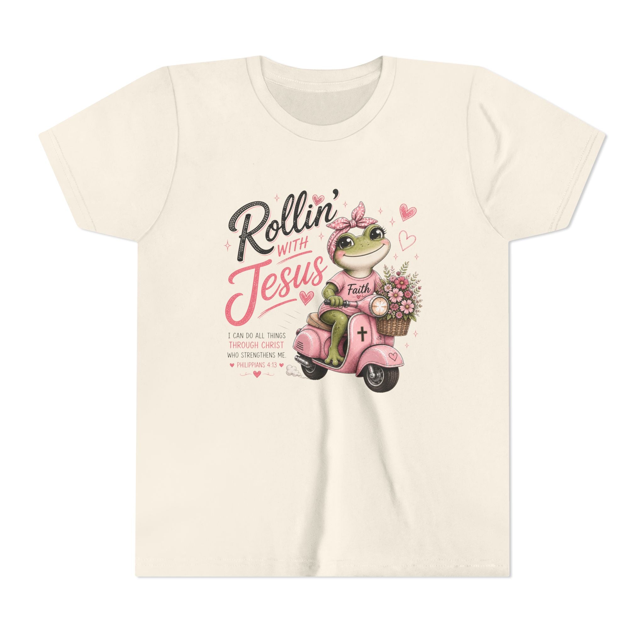 Rollin' with Jesus Frog Shirt | Christian Girl Youth Tee | Cute Bible Verse Shirt