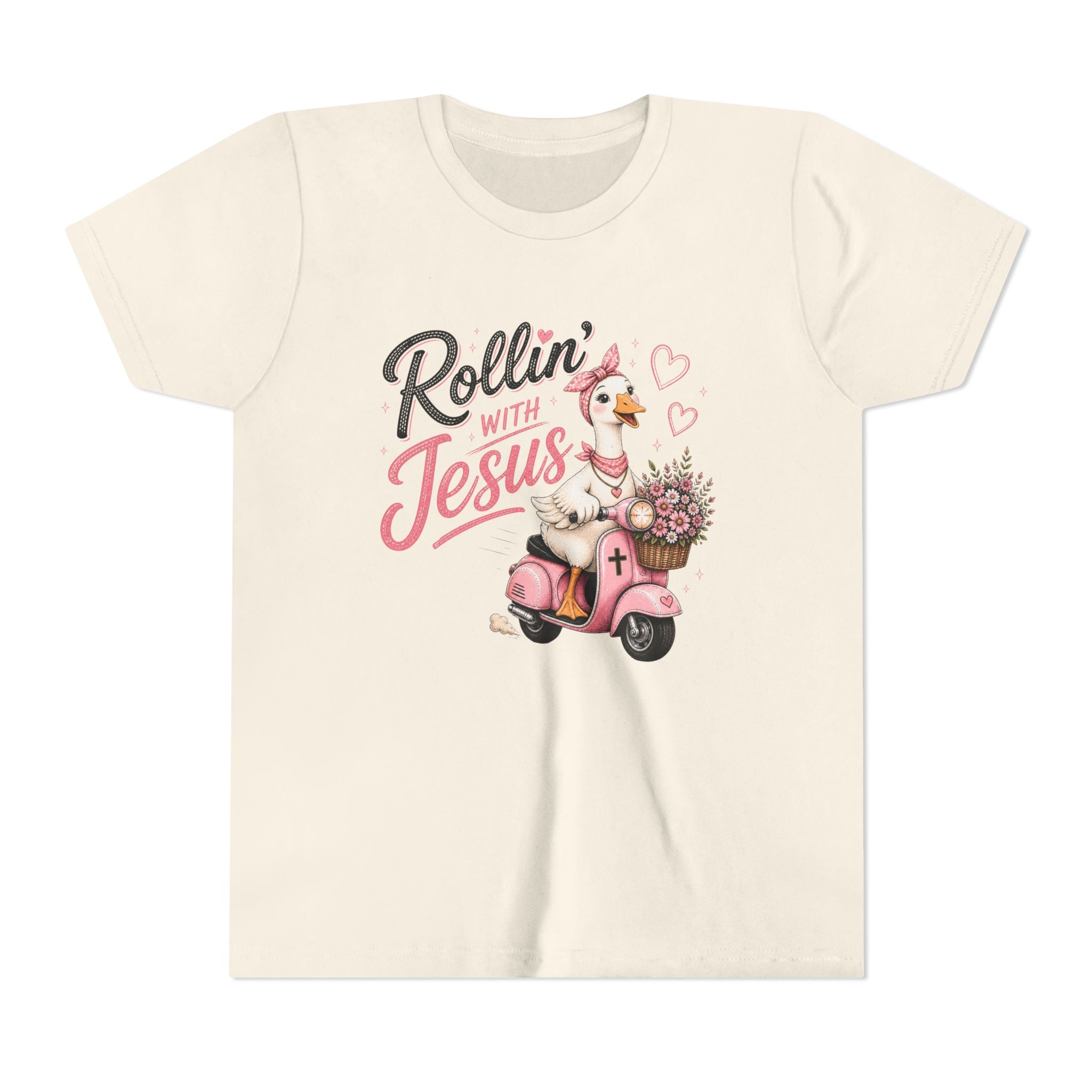 Rollin' with Jesus Goose Shirt for Girls | Christian Youth Tee | Cute Farm Animal Shirt