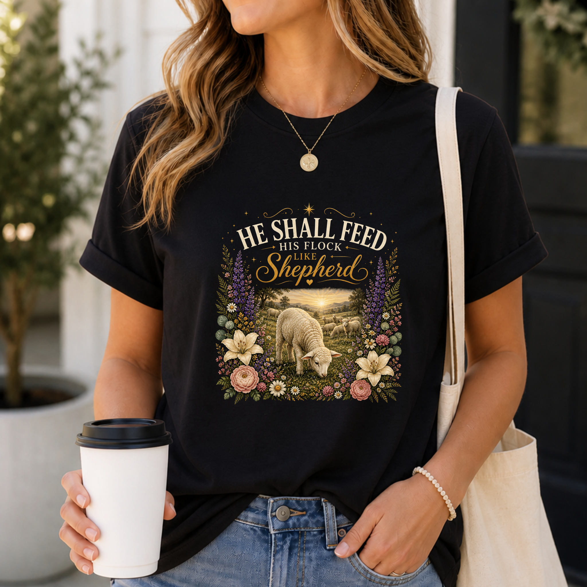 He Shall Feed his Flock Like a Shepherd, Classic Isaiah 40:11 T-Shirt