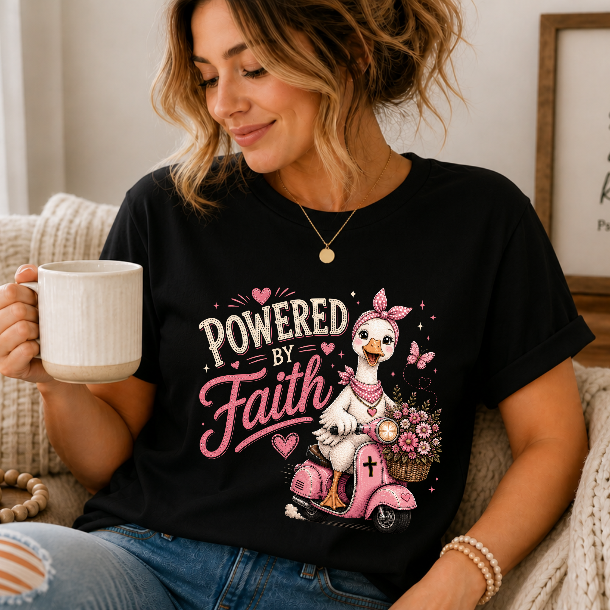Powered by Faith Goose Shirt for Women | Cute Christian Boutique Tee