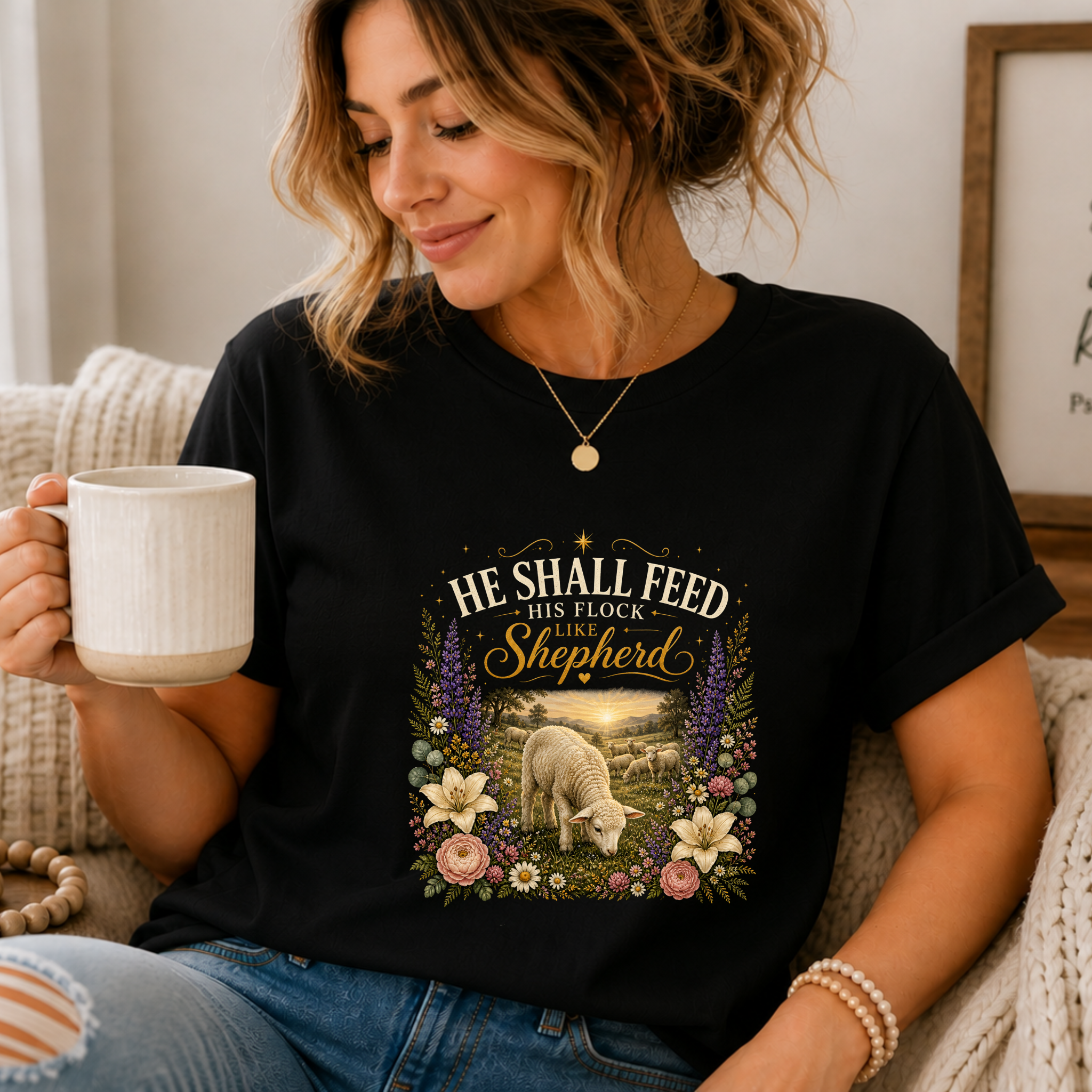 He Shall Feed his Flock Like a Shepherd, Classic Isaiah 40:11 T-Shirt