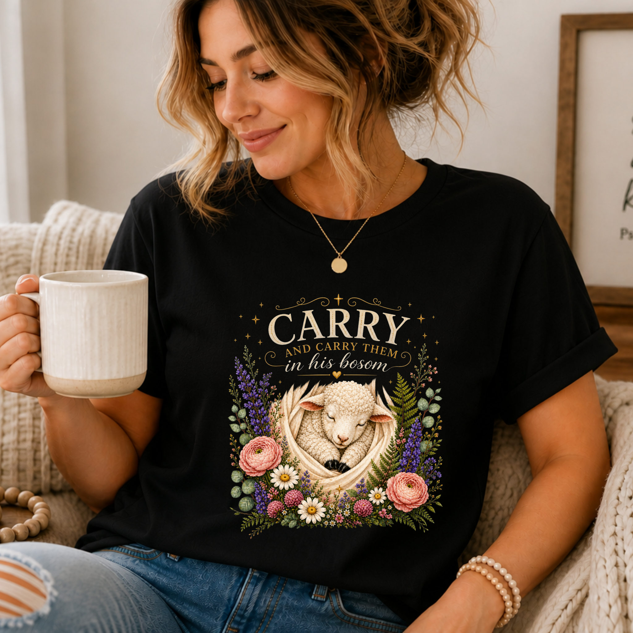 and Carry them in his Bosom, Classic Isaiah 40:11 Shirt