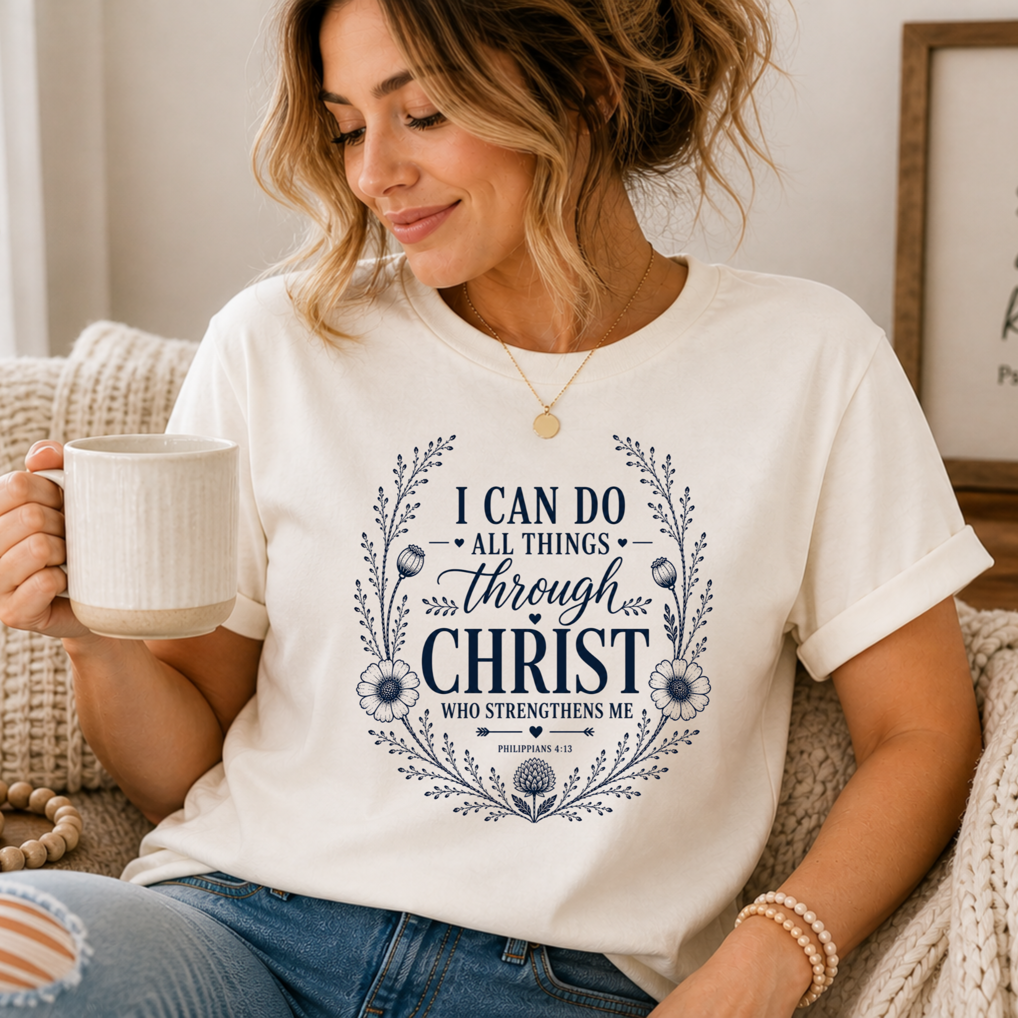 I Can Do All Things Through Christ Shirt | Christian Graphic Tee | Philippians 4:13 Faith Shirt