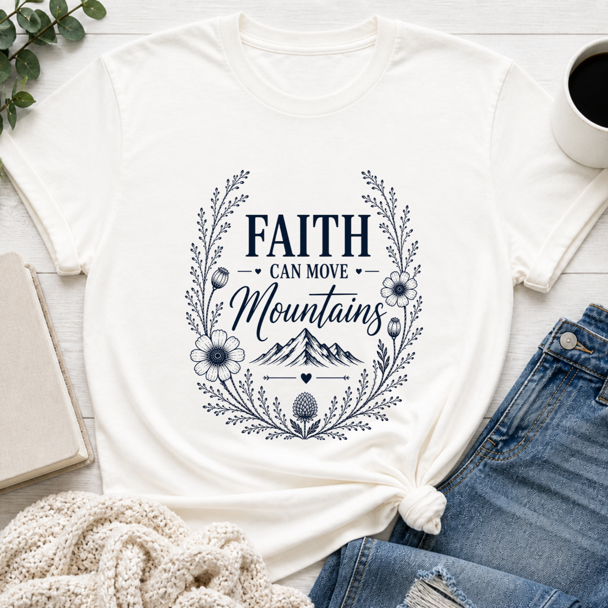 Faith can move Mountains | Inspirational Christian Tee for Women