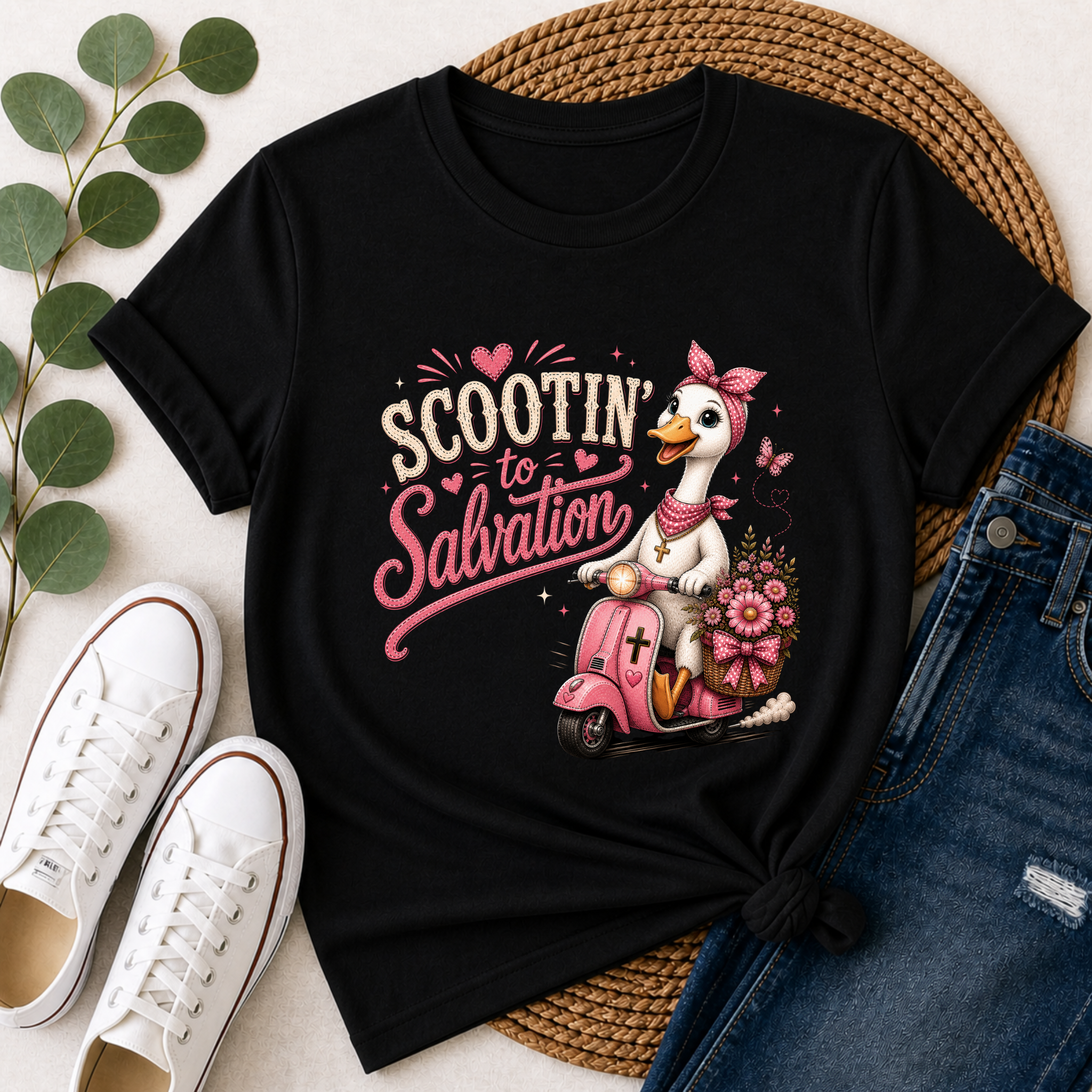 Scootin' to Salvation Goose Shirt for Girls | Christian Youth Tee | Cute Farm Animal Shirt