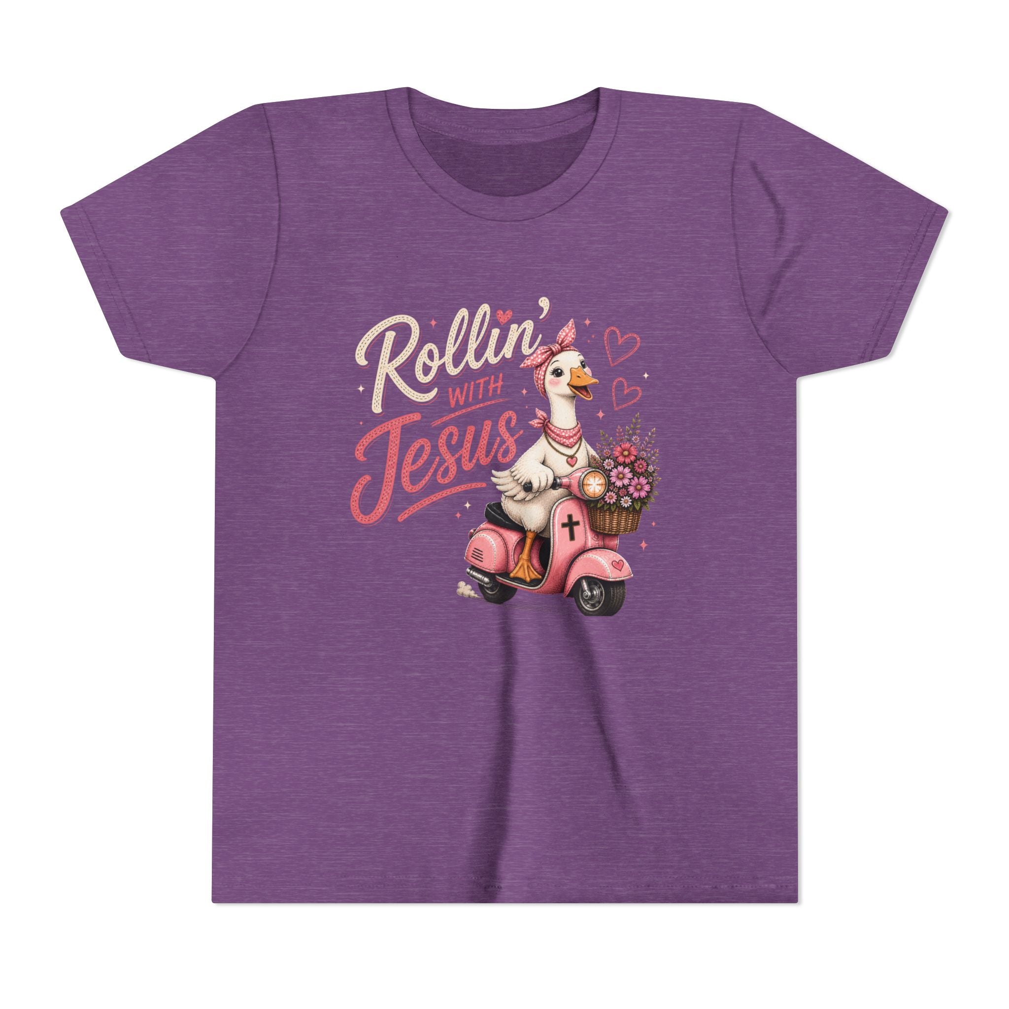 Rollin' with Jesus Goose Shirt for Girls | Christian Youth Tee | Cute Farm Animal Shirt
