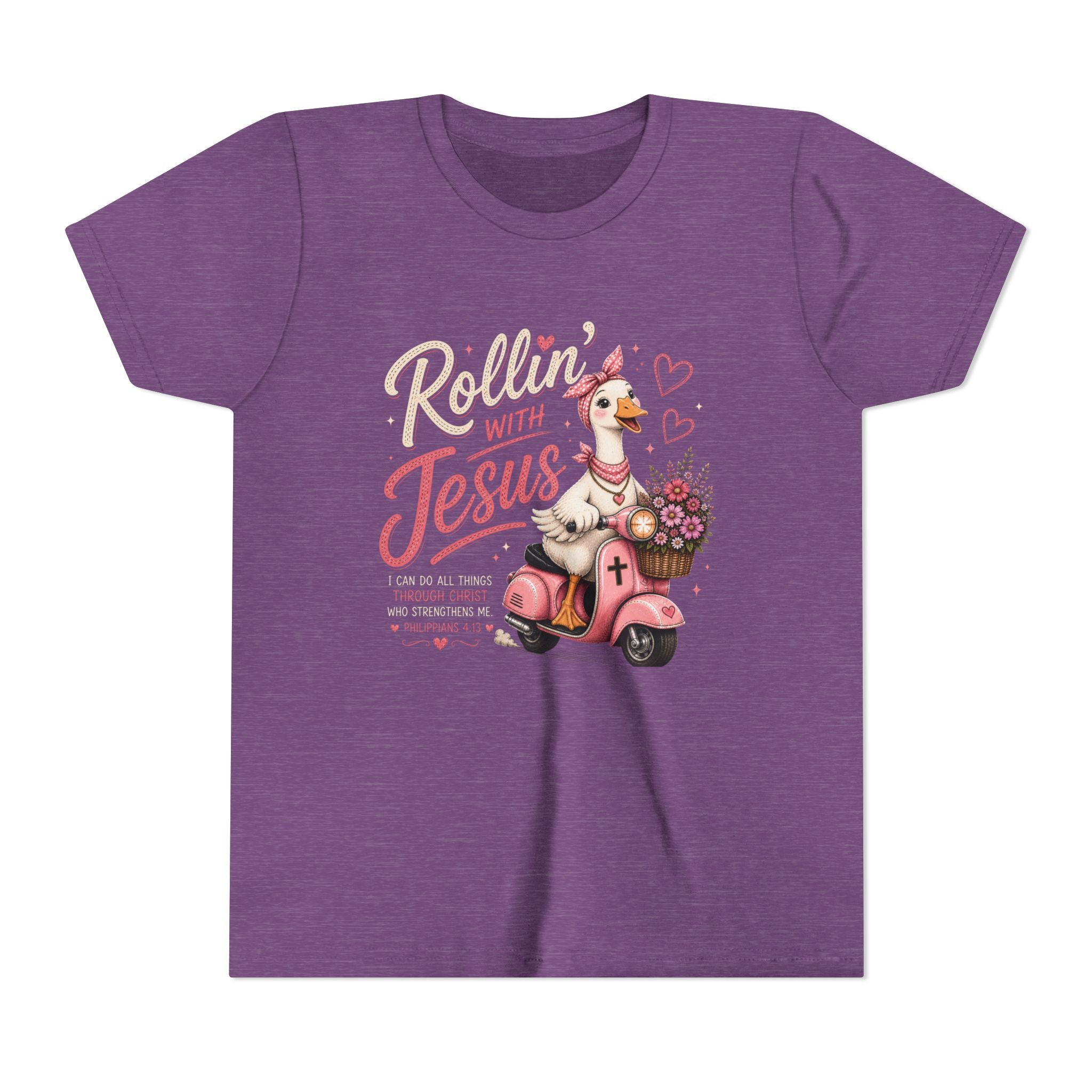 Rollin' with Jesus Goose Shirt | Christian Girl Youth Tee | Cute Bible Verse Shirt