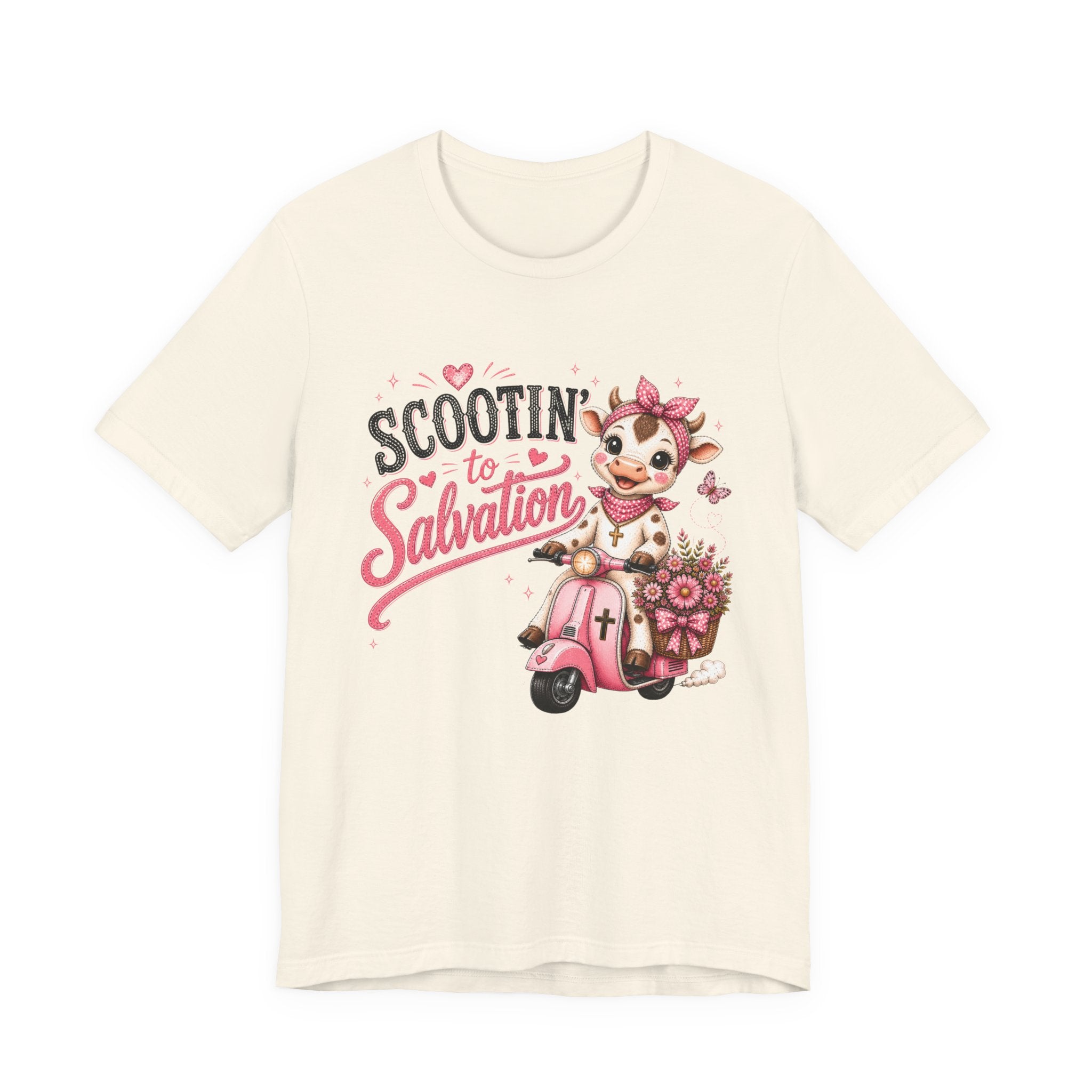 Scootin' to Salvation Cow Shirt for Women | Cute Christian Boutique Tee