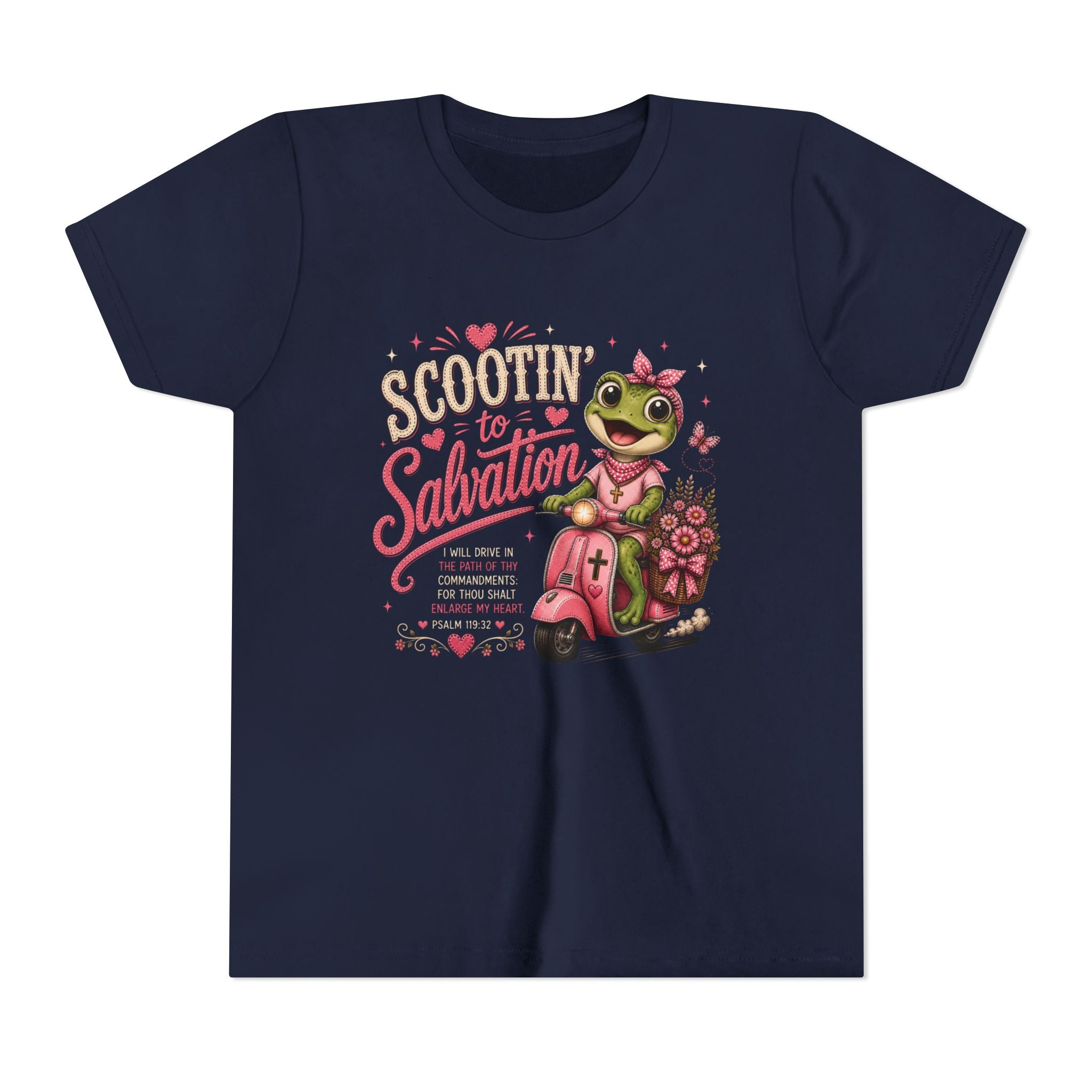 Scootin’ to Salvation Frog Shirt | Christian Girl Youth Tee | Cute Bible Verse Shirt