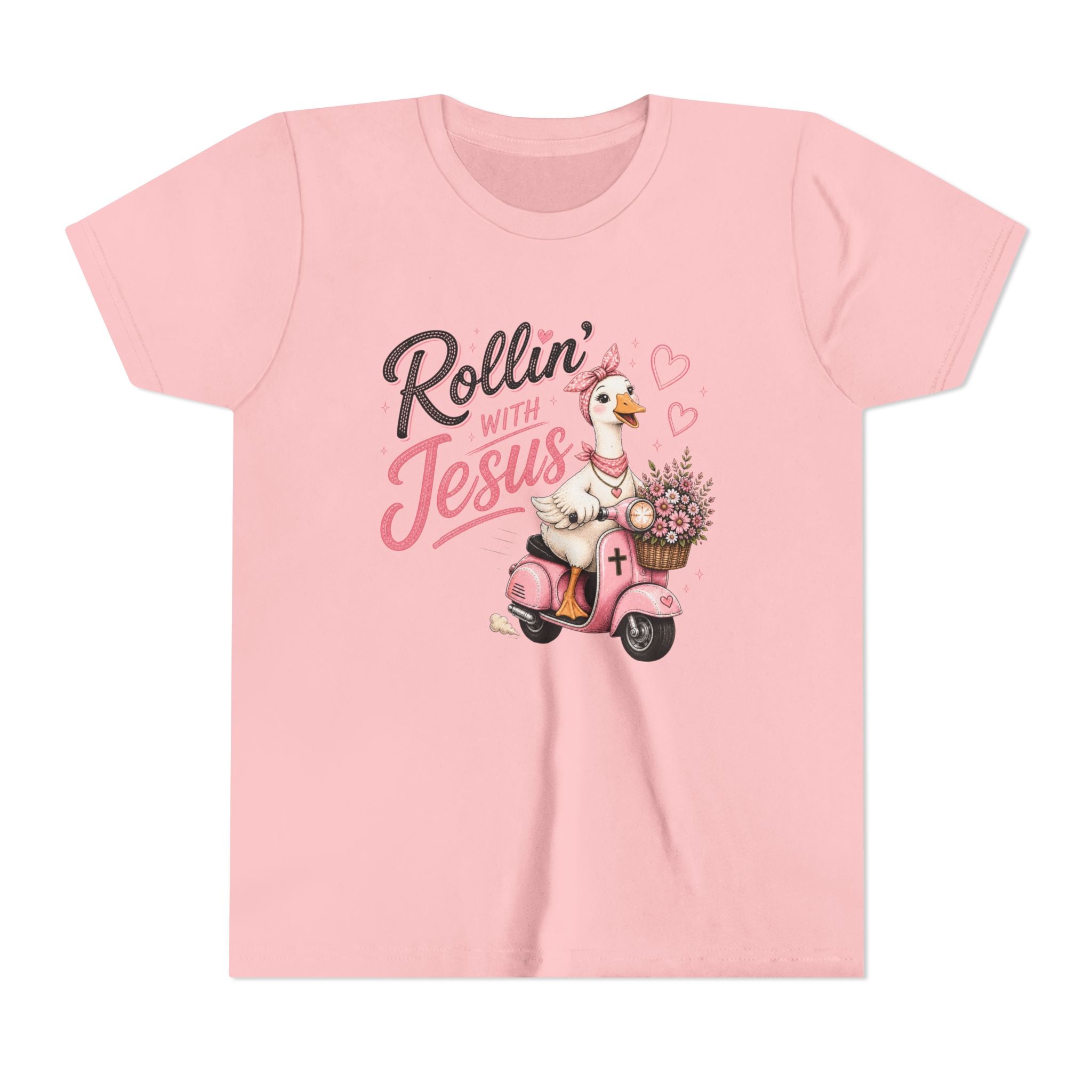 Rollin' with Jesus Goose Shirt for Girls | Christian Youth Tee | Cute Farm Animal Shirt