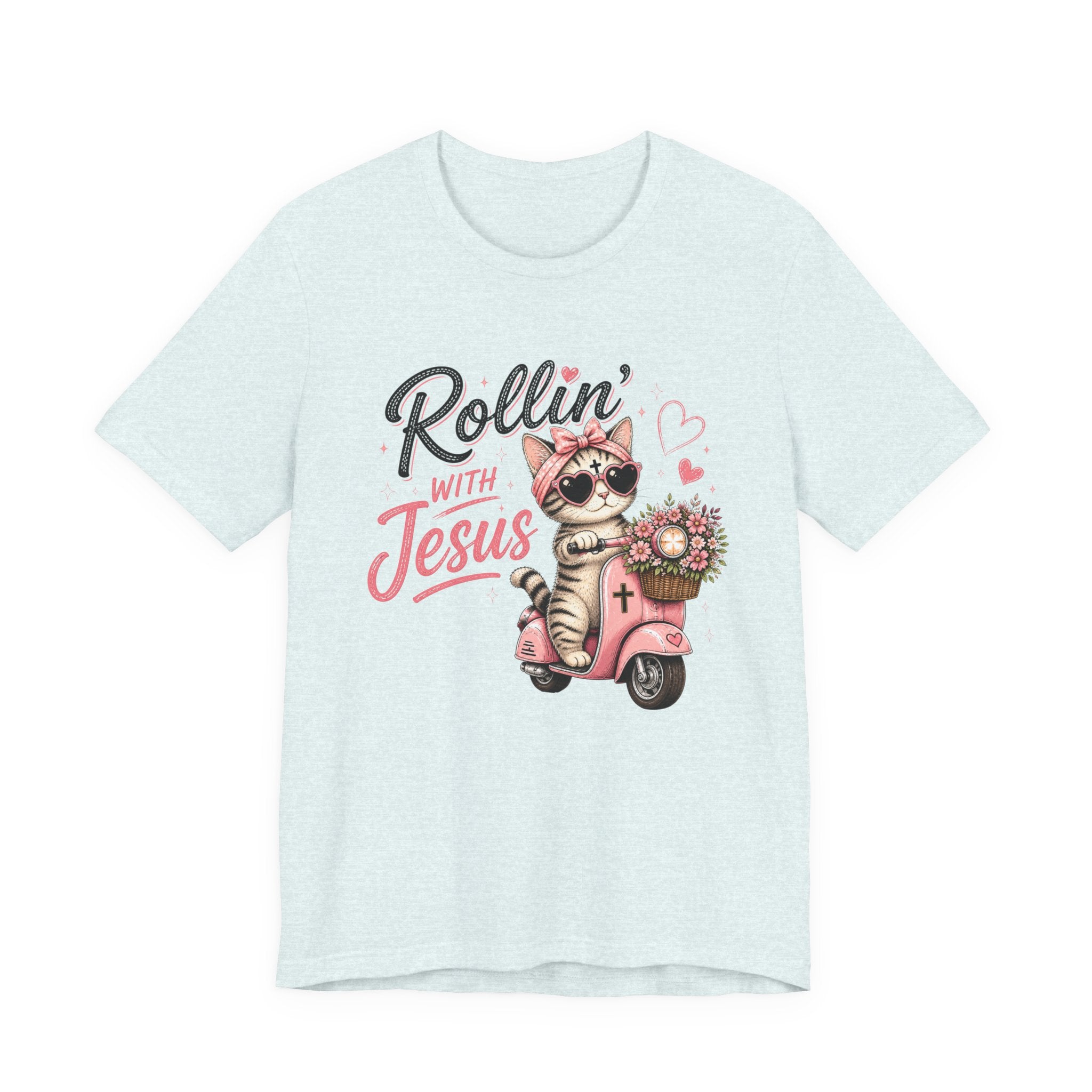 Rollin' with Jesus Cat Shirt for Women | Cute Christian Boutique Tee