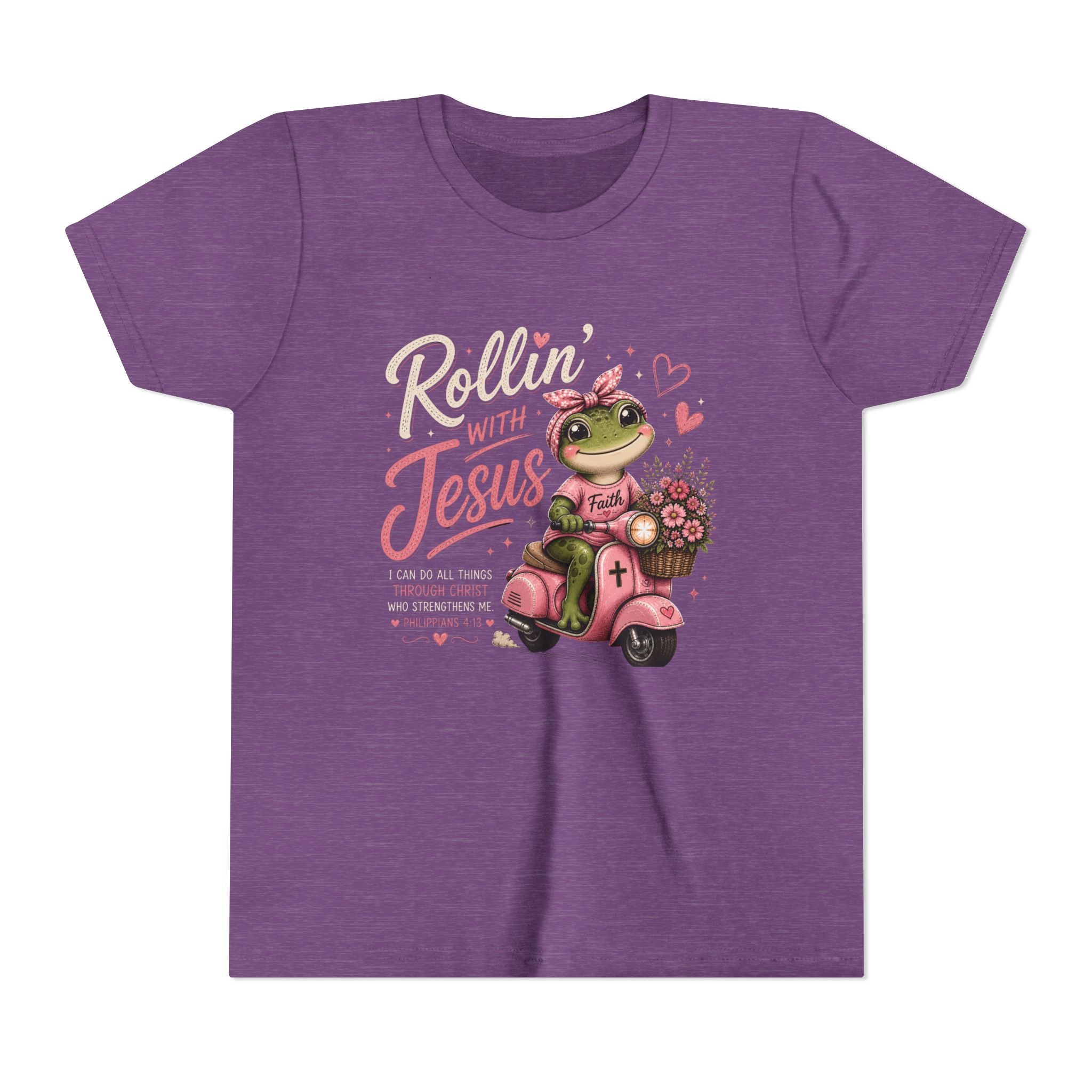 Rollin' with Jesus Frog Shirt | Christian Girl Youth Tee | Cute Bible Verse Shirt