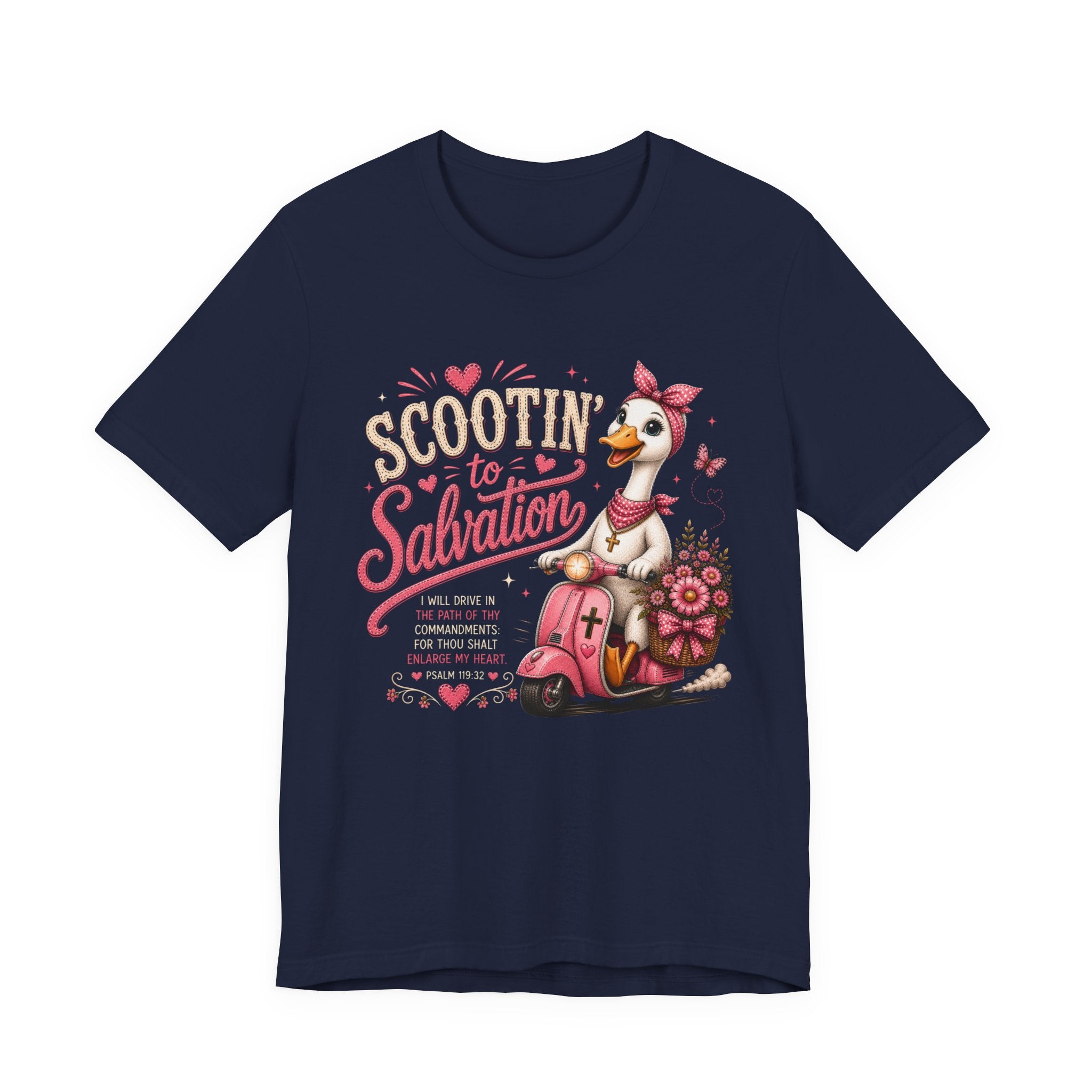 Scootin' to Salvation Goose Shirt for Women | Cute Christian Bible Verse Tee