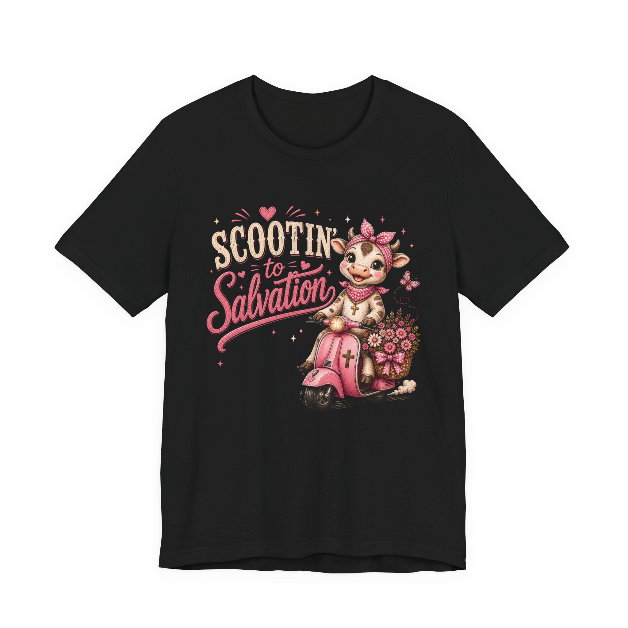 Scootin' to Salvation Cow Shirt for Women | Cute Christian Boutique Tee
