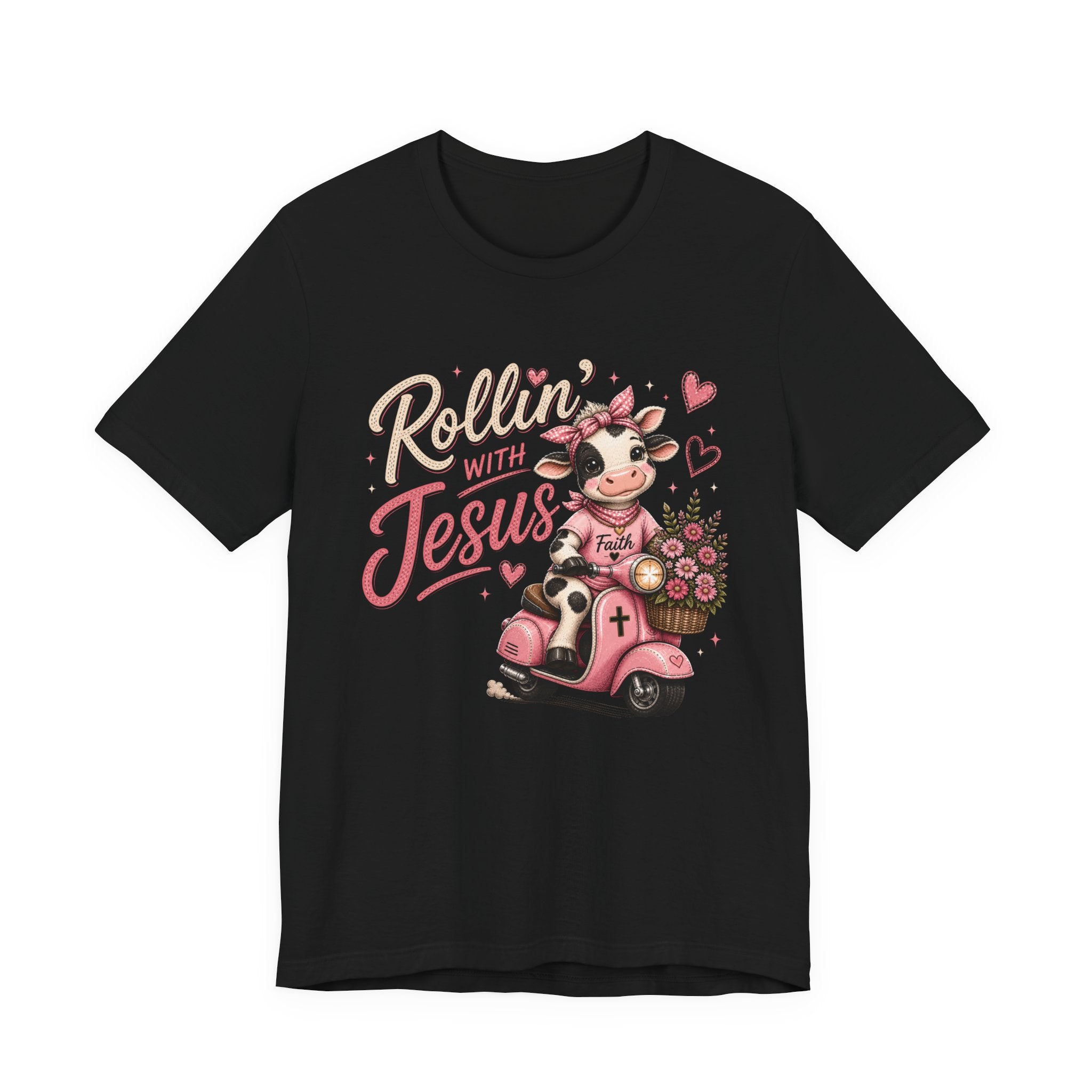 Rollin' with Jesus Cow Shirt for Women | Cute Christian Boutique Tee