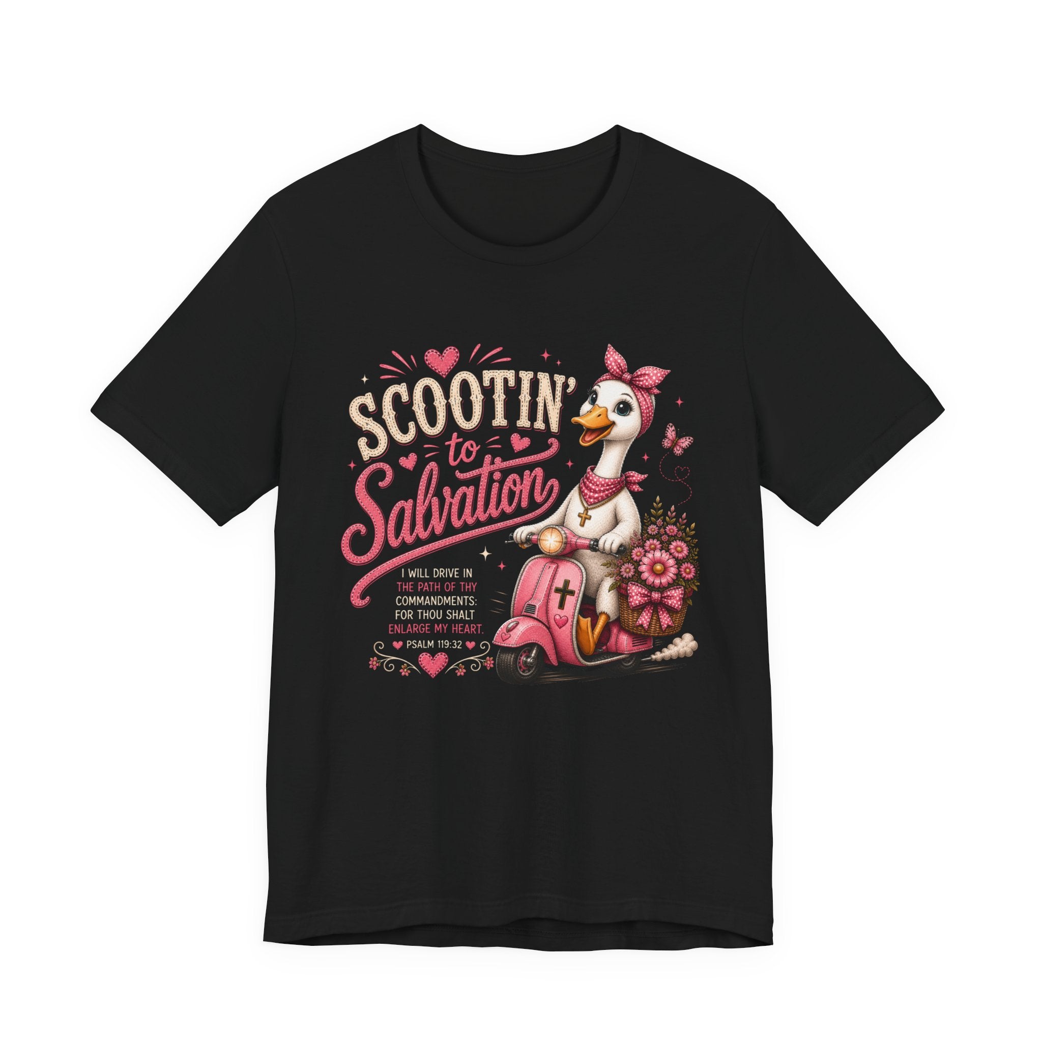 Scootin' to Salvation Goose Shirt for Women | Cute Christian Bible Verse Tee