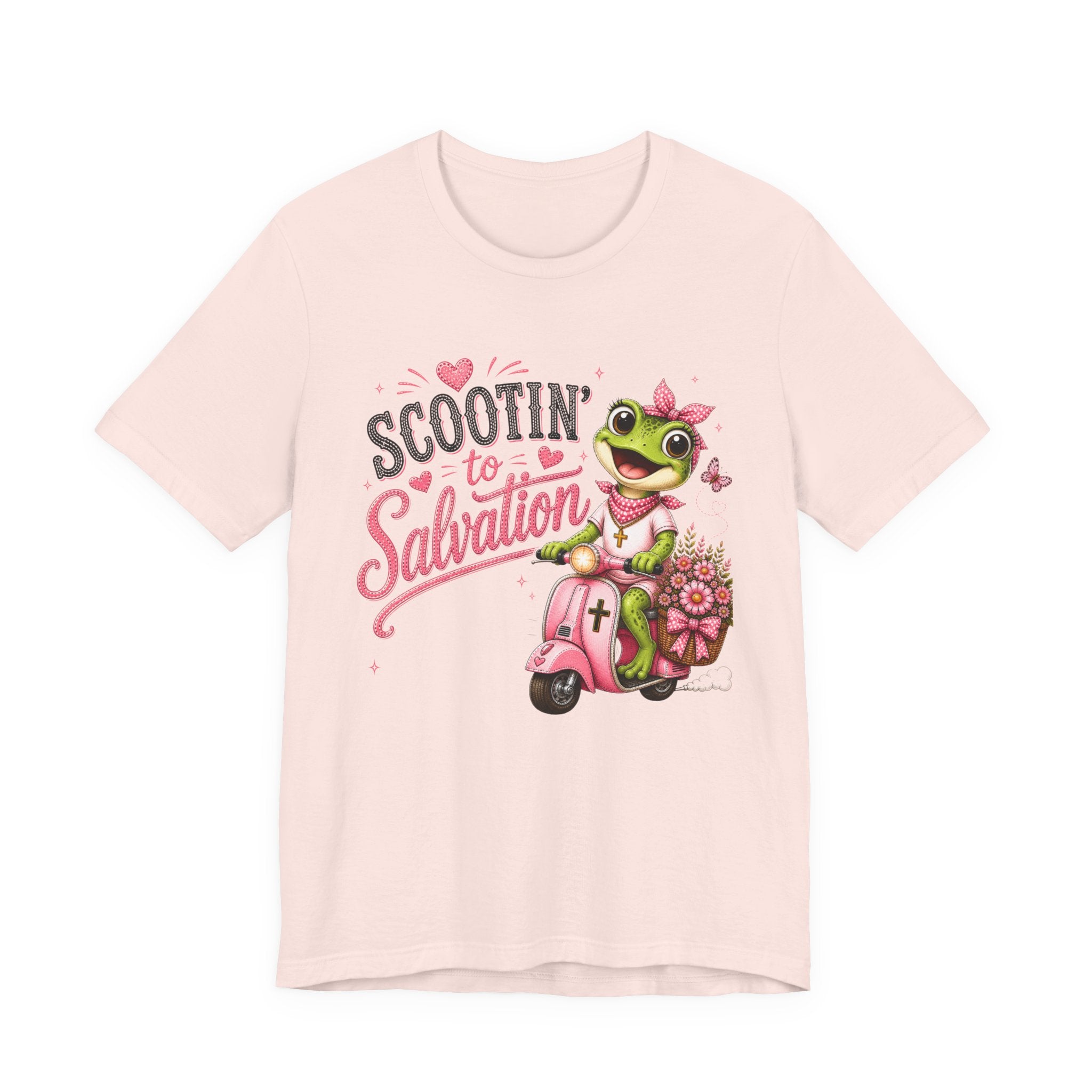 Scootin' to Salvation Frog Shirt for Women | Cute Christian Boutique Tee
