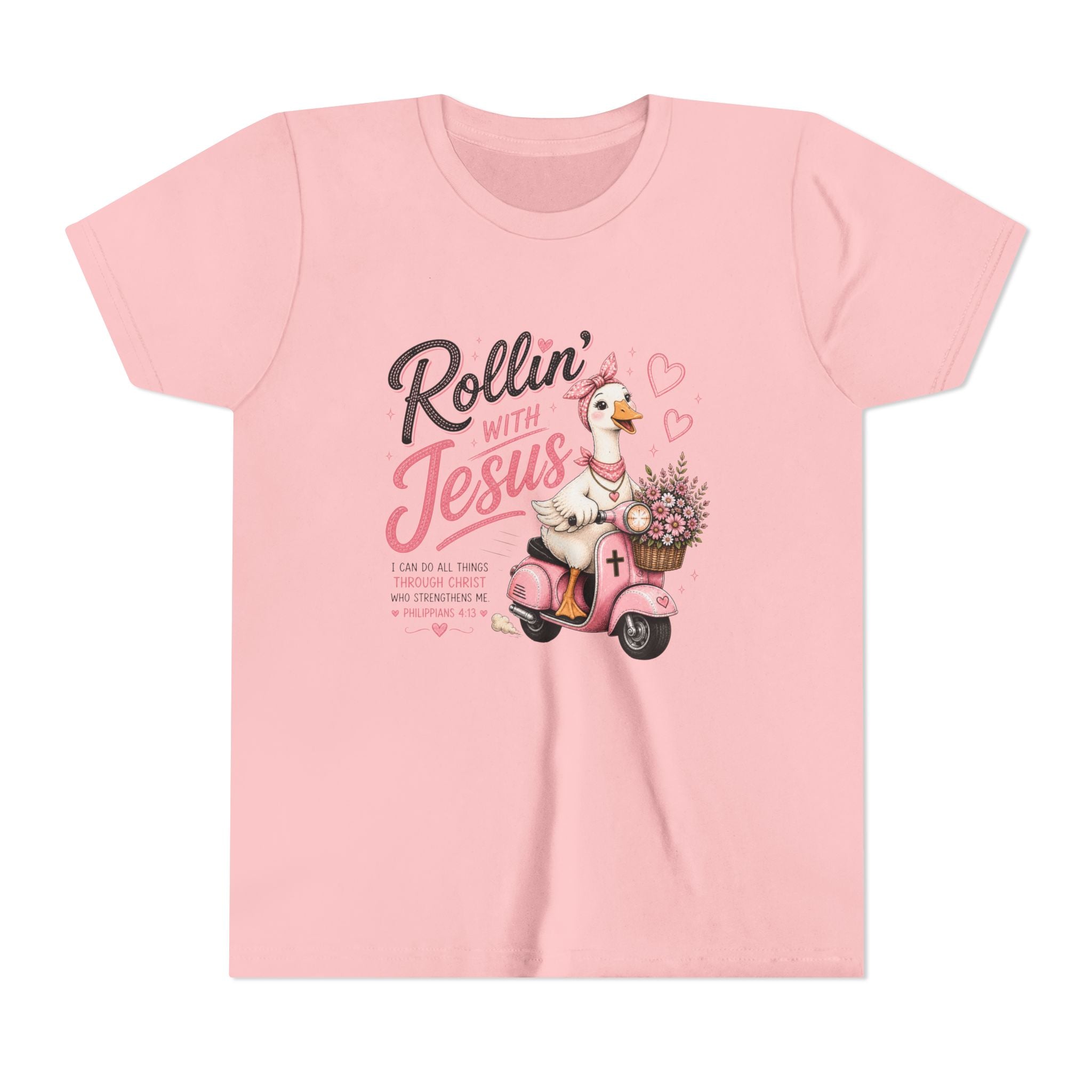 Rollin' with Jesus Goose Shirt | Christian Girl Youth Tee | Cute Bible Verse Shirt