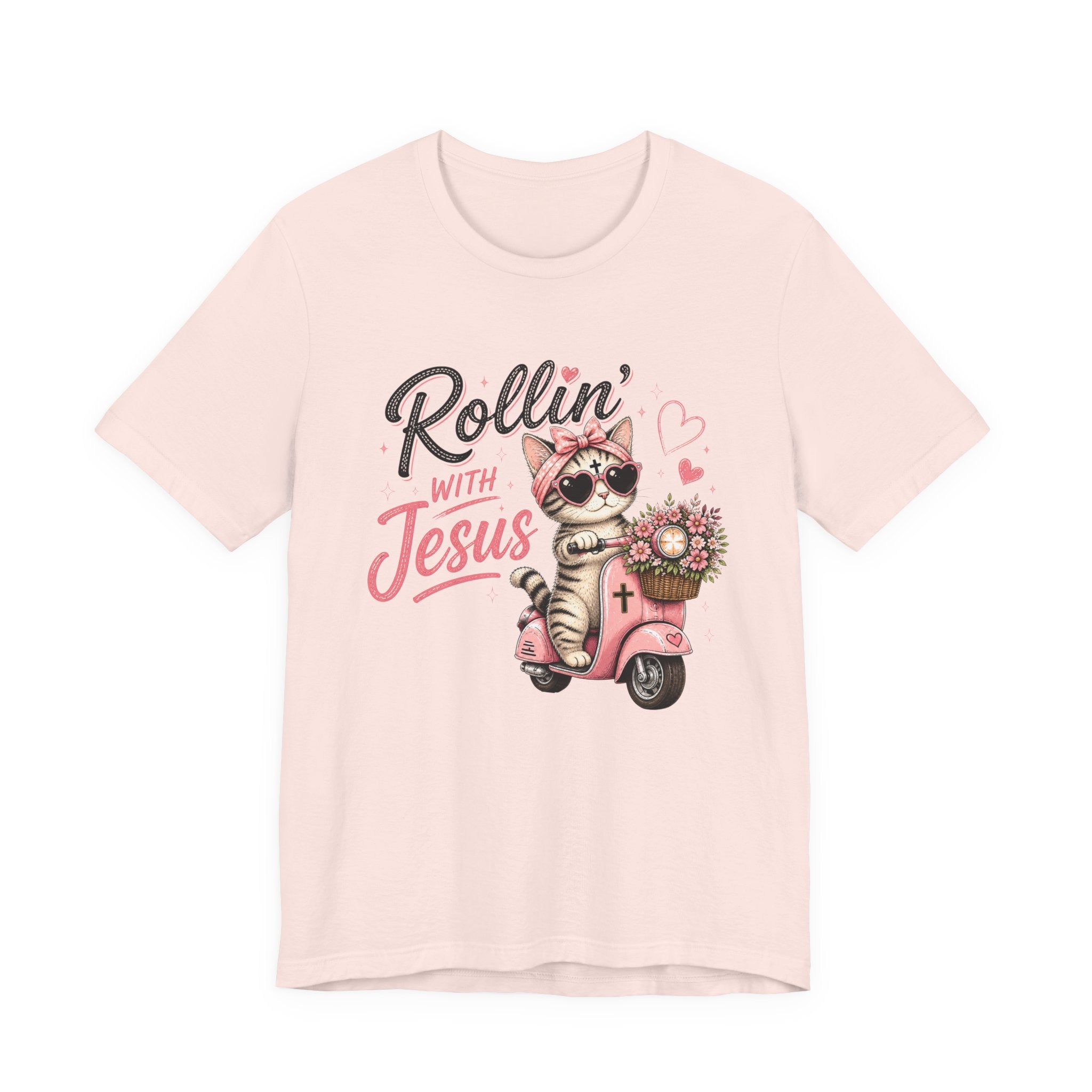 Rollin' with Jesus Cat Shirt for Women | Cute Christian Boutique Tee