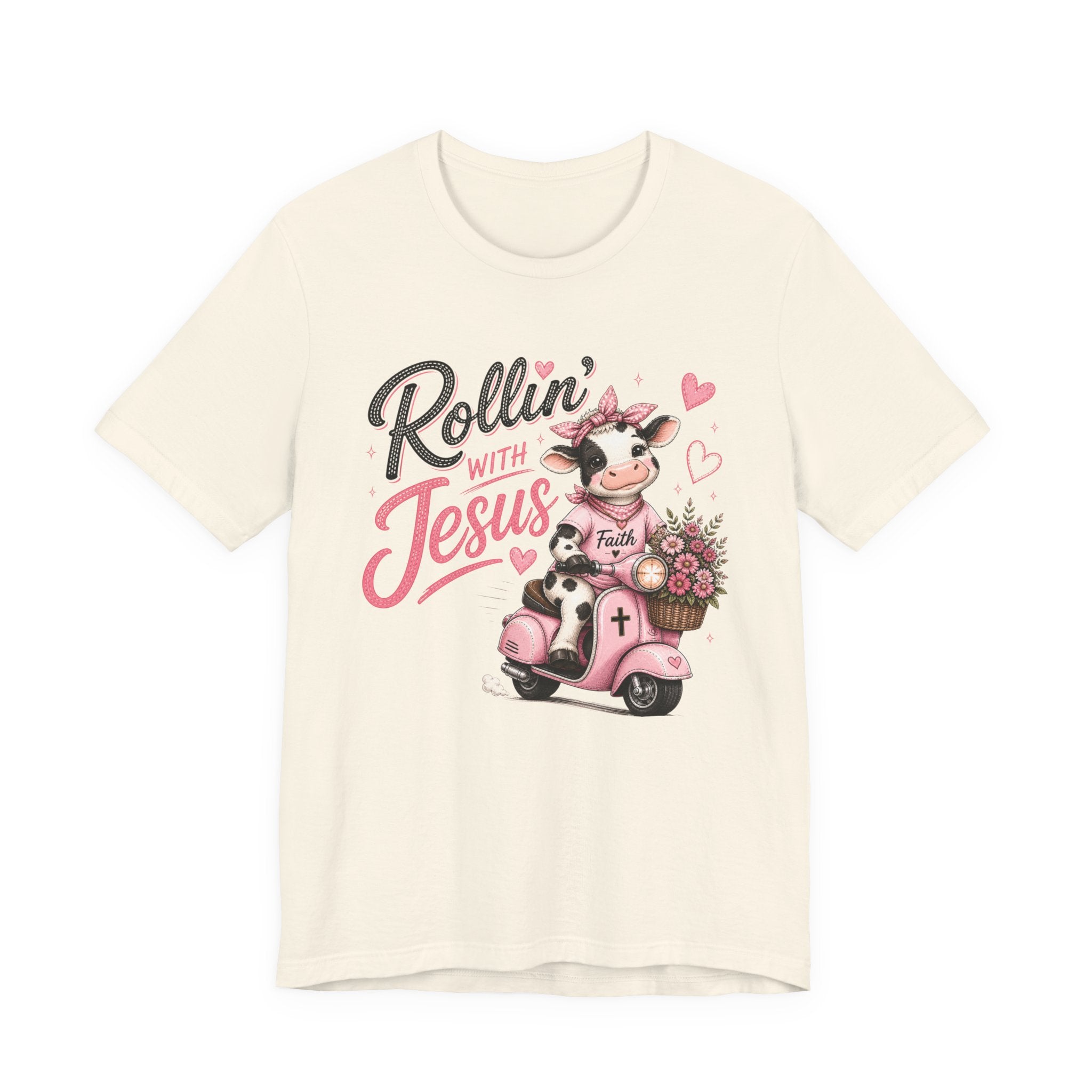 Rollin' with Jesus Cow Shirt for Women | Cute Christian Boutique Tee