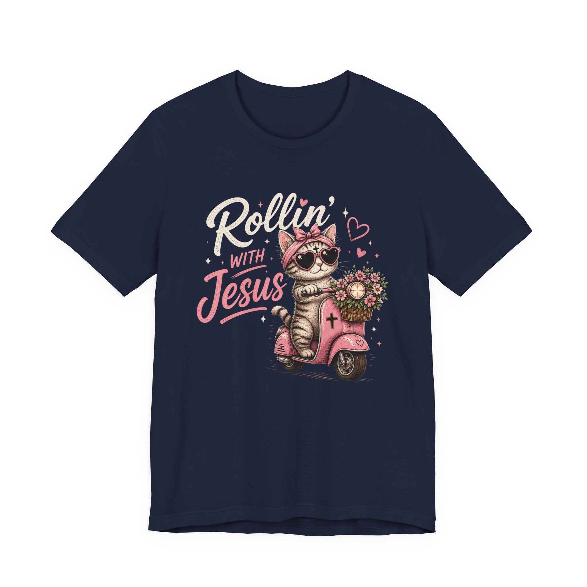 Rollin' with Jesus Cat Shirt for Women | Cute Christian Boutique Tee