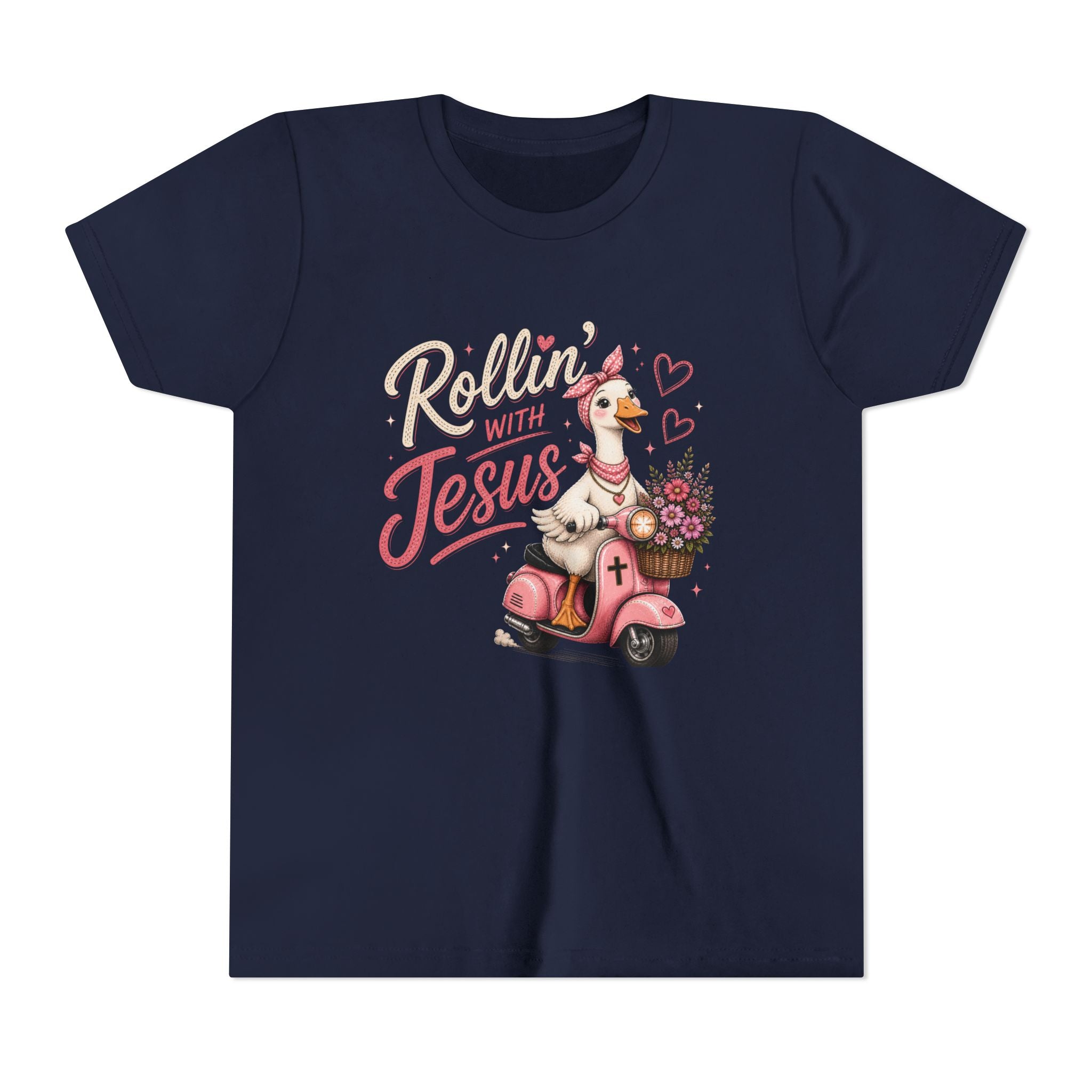 Rollin' with Jesus Goose Shirt for Girls | Christian Youth Tee | Cute Farm Animal Shirt