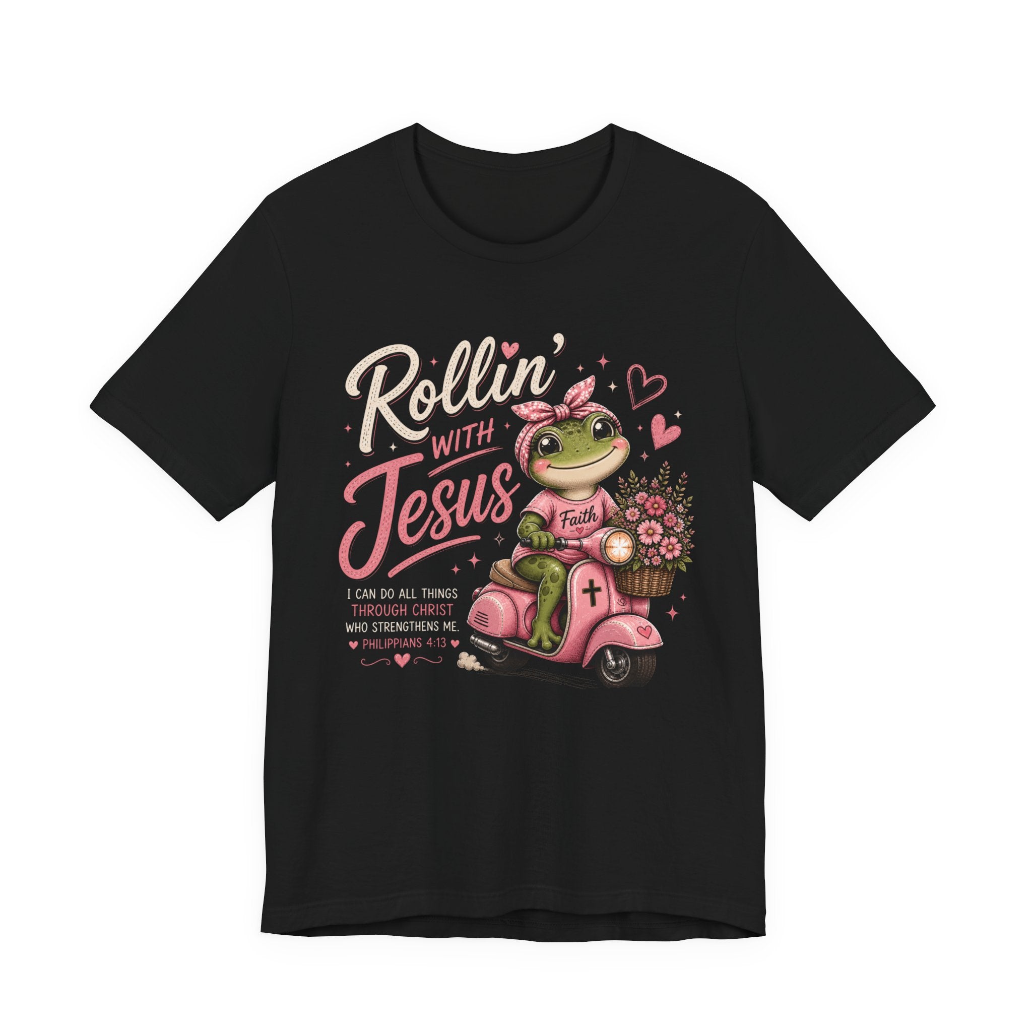 Rollin' with Jesus Frog Shirt | Christian woman's Tee | Cute Bible Verse Shirt