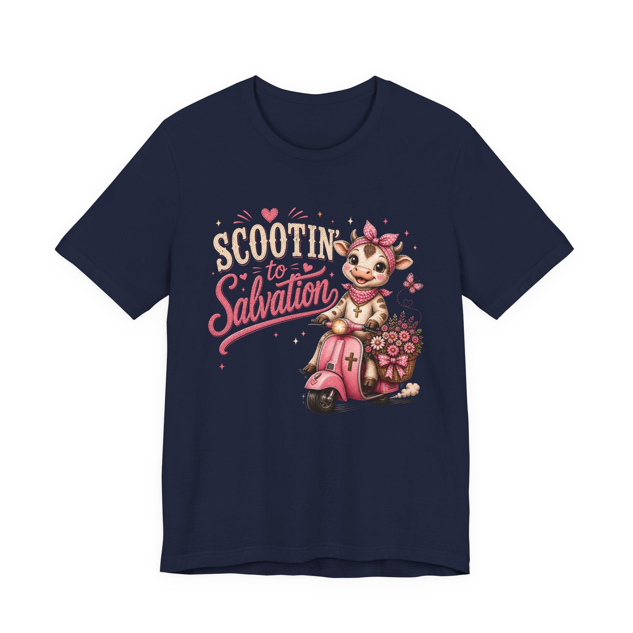 Scootin' to Salvation Cow Shirt for Women | Cute Christian Boutique Tee