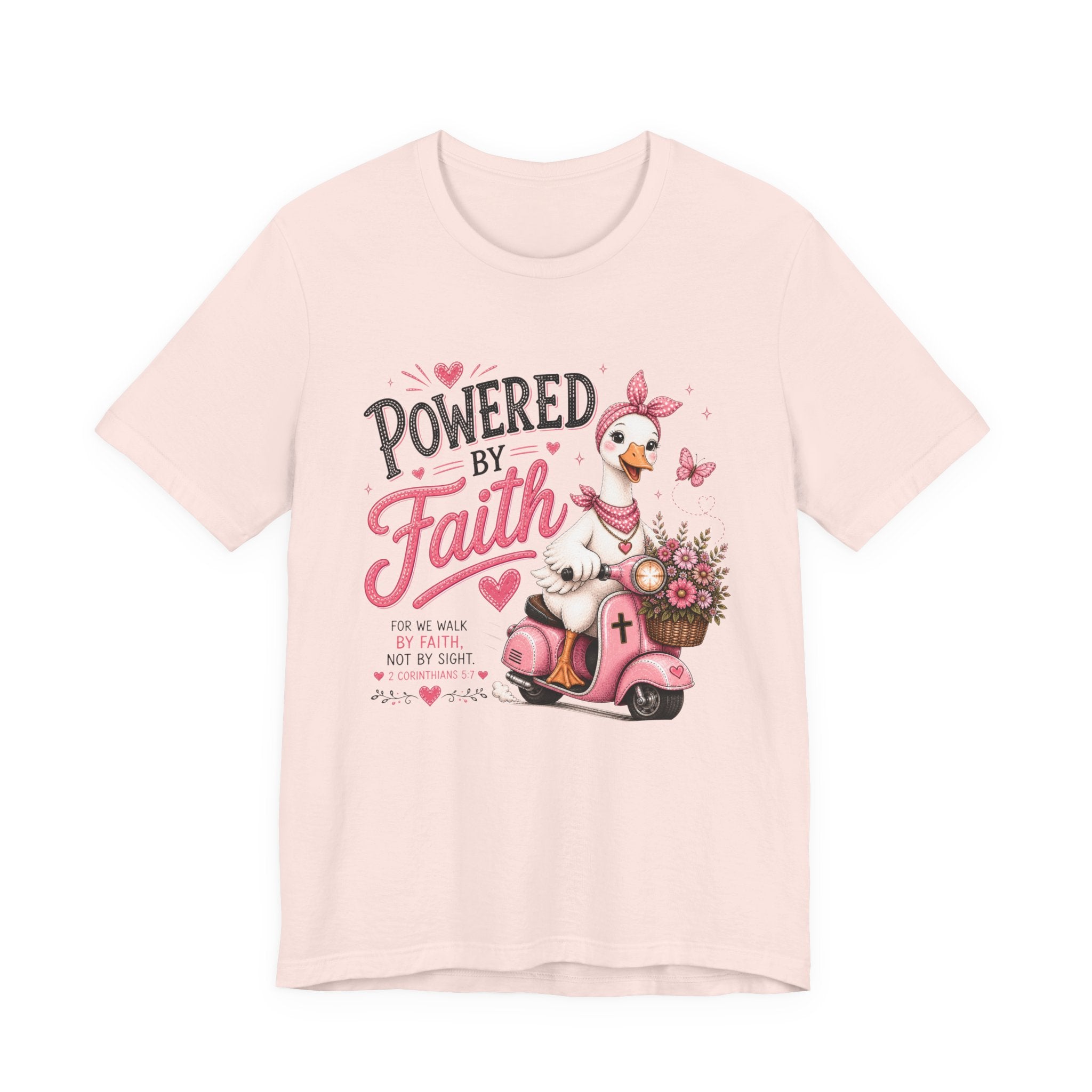 Powered by Faith Goose Shirt for Women | Cute Christian Bible Verse Tee
