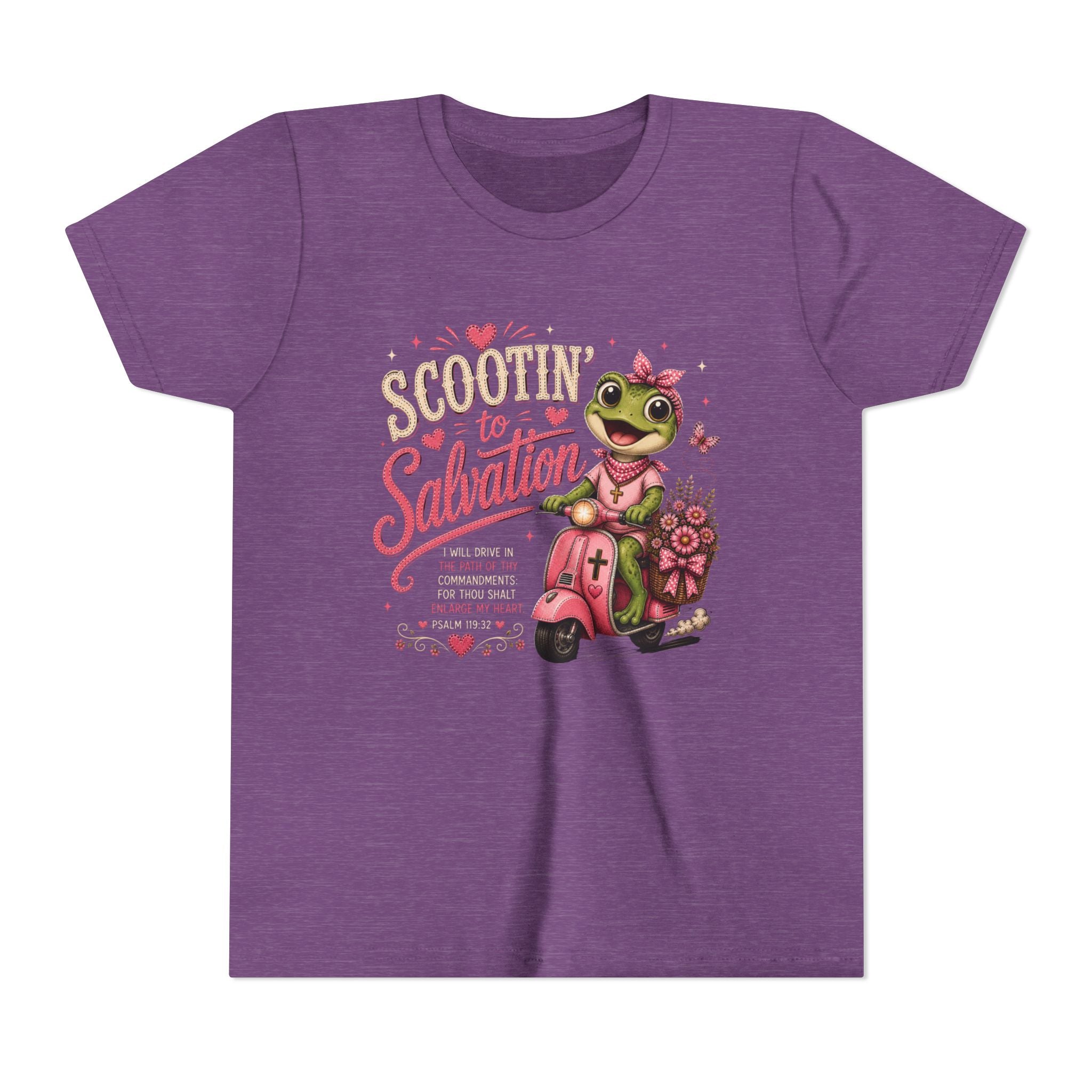 Scootin’ to Salvation Frog Shirt | Christian Girl Youth Tee | Cute Bible Verse Shirt