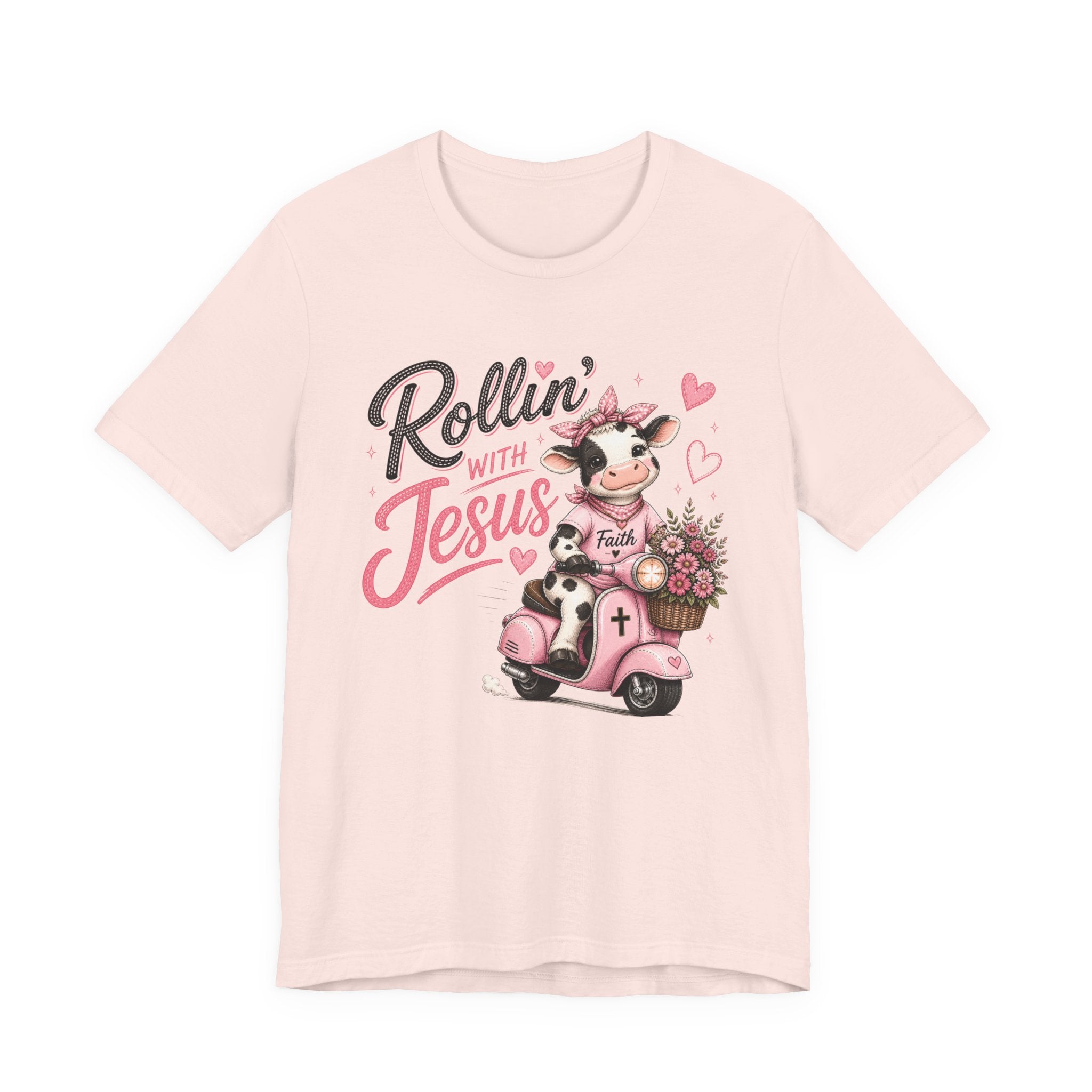 Rollin' with Jesus Cow Shirt for Women | Cute Christian Boutique Tee