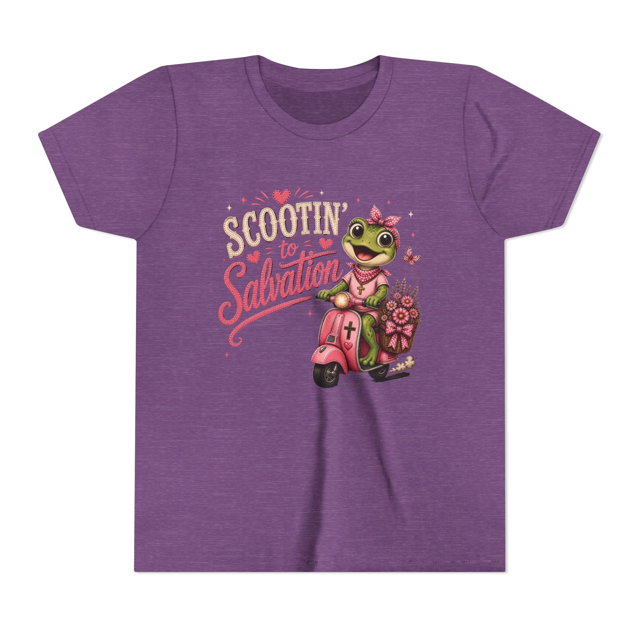 Scootin' to Salvation Frog Shirt for Girls | Christian Youth Tee | Cute Farm Animal Shirt