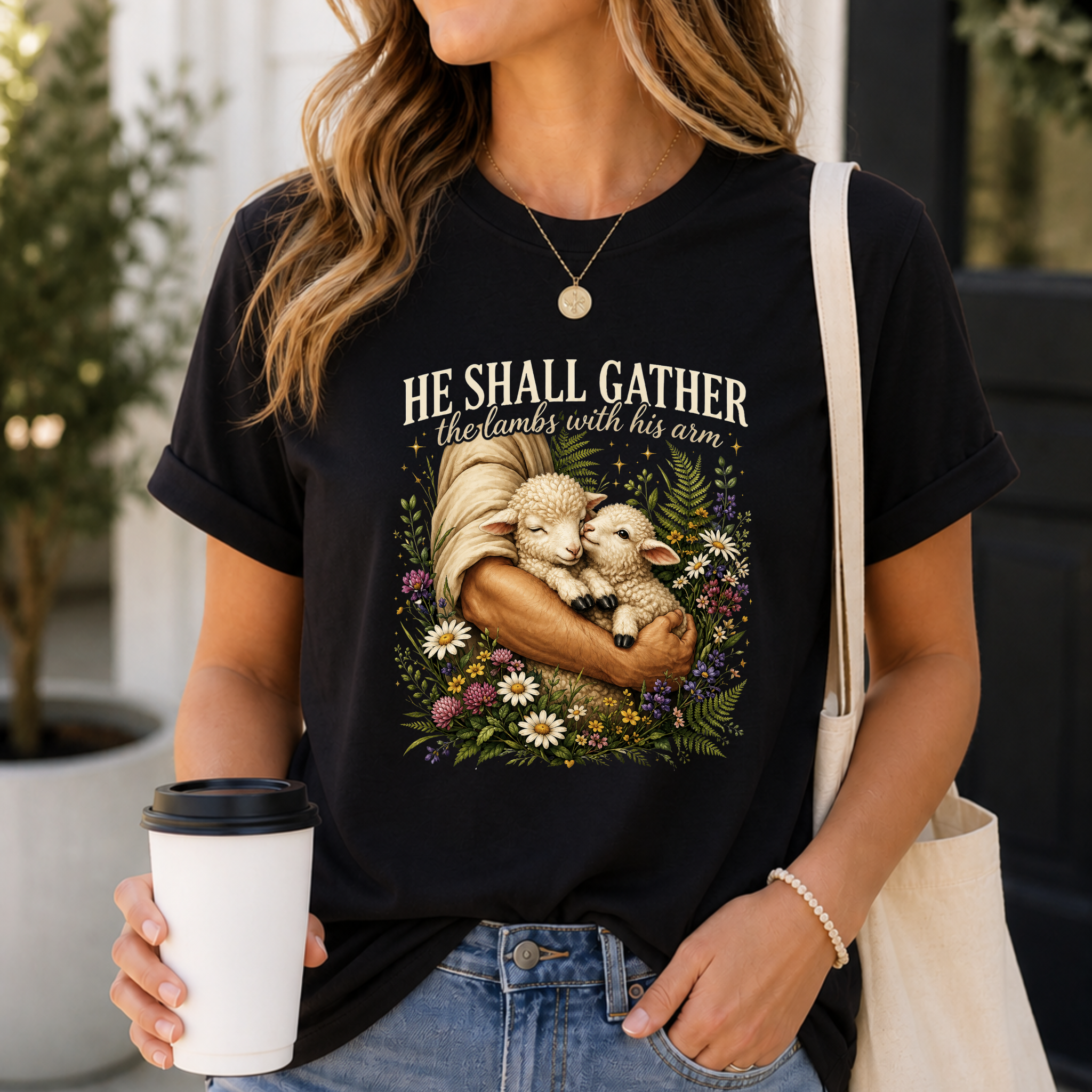 He Shall Gather the Lambs, Classic Isaiah 40:11 Tee Shirt
