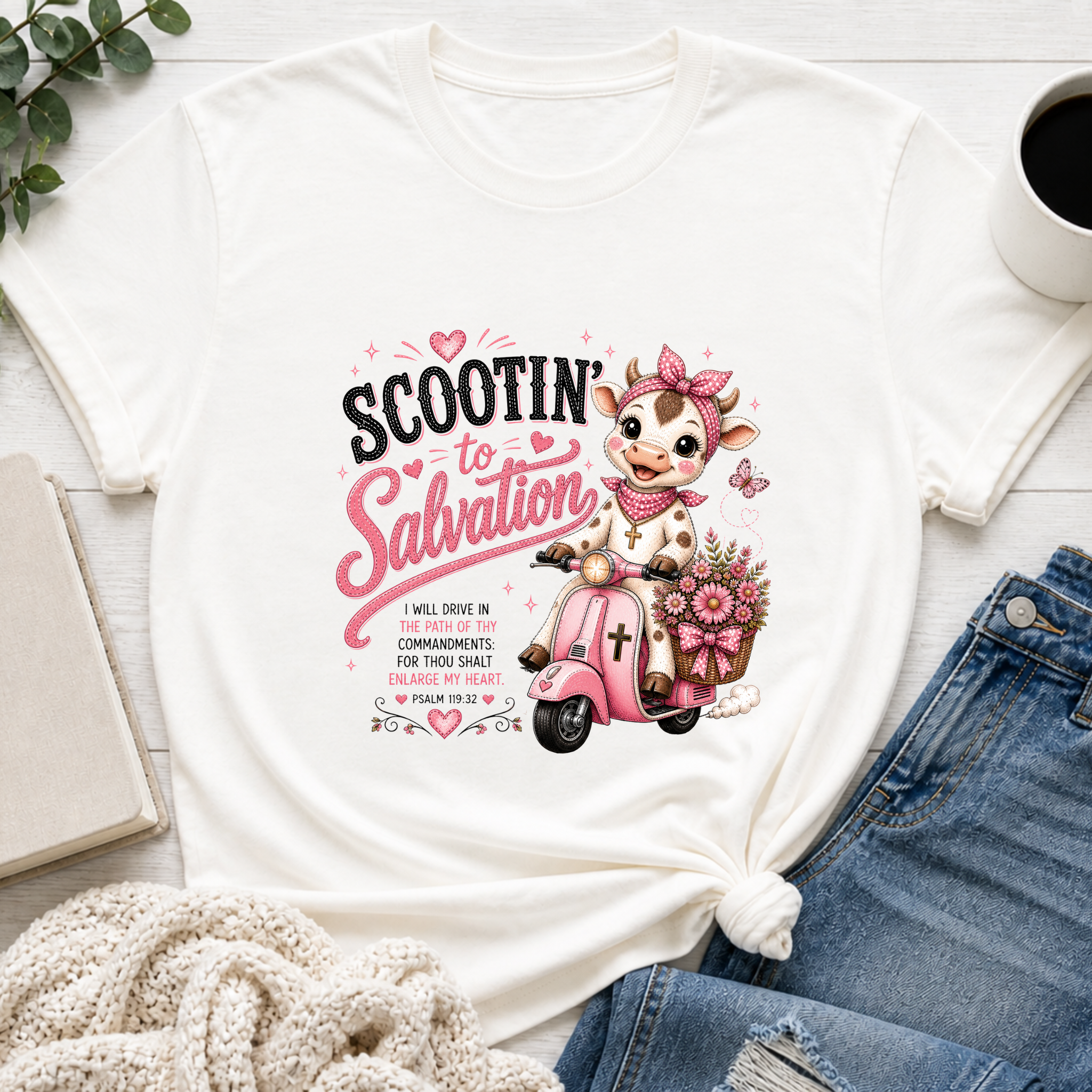 Scootin’ to Salvation Cow Shirt | Christian Girl Youth Tee | Cute Bible Verse Shirt