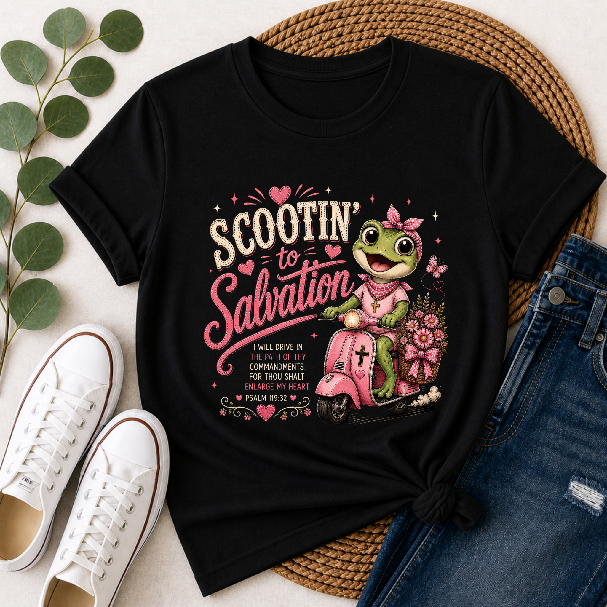 Scootin’ to Salvation Frog Shirt | Christian Girl Youth Tee | Cute Bible Verse Shirt